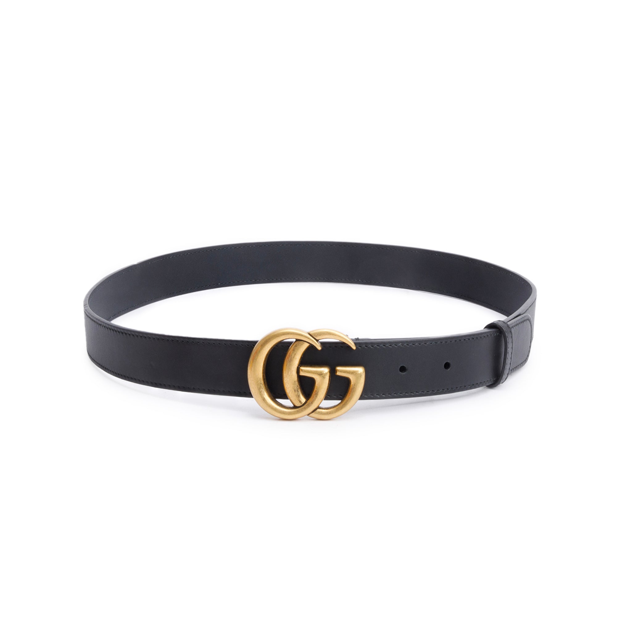 Gucci Black Leather GG Marmont Thin Belt, 90 36
