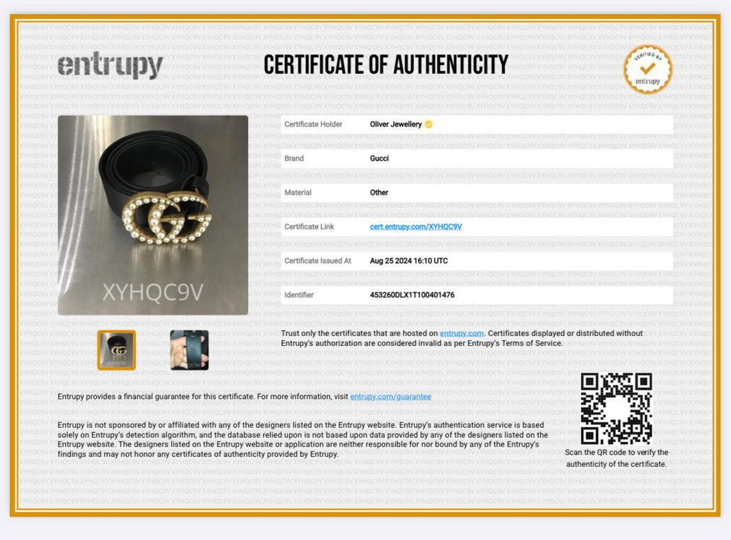 Gucci Black Leather GG Marmont Wide Belt With Pearls 100 40