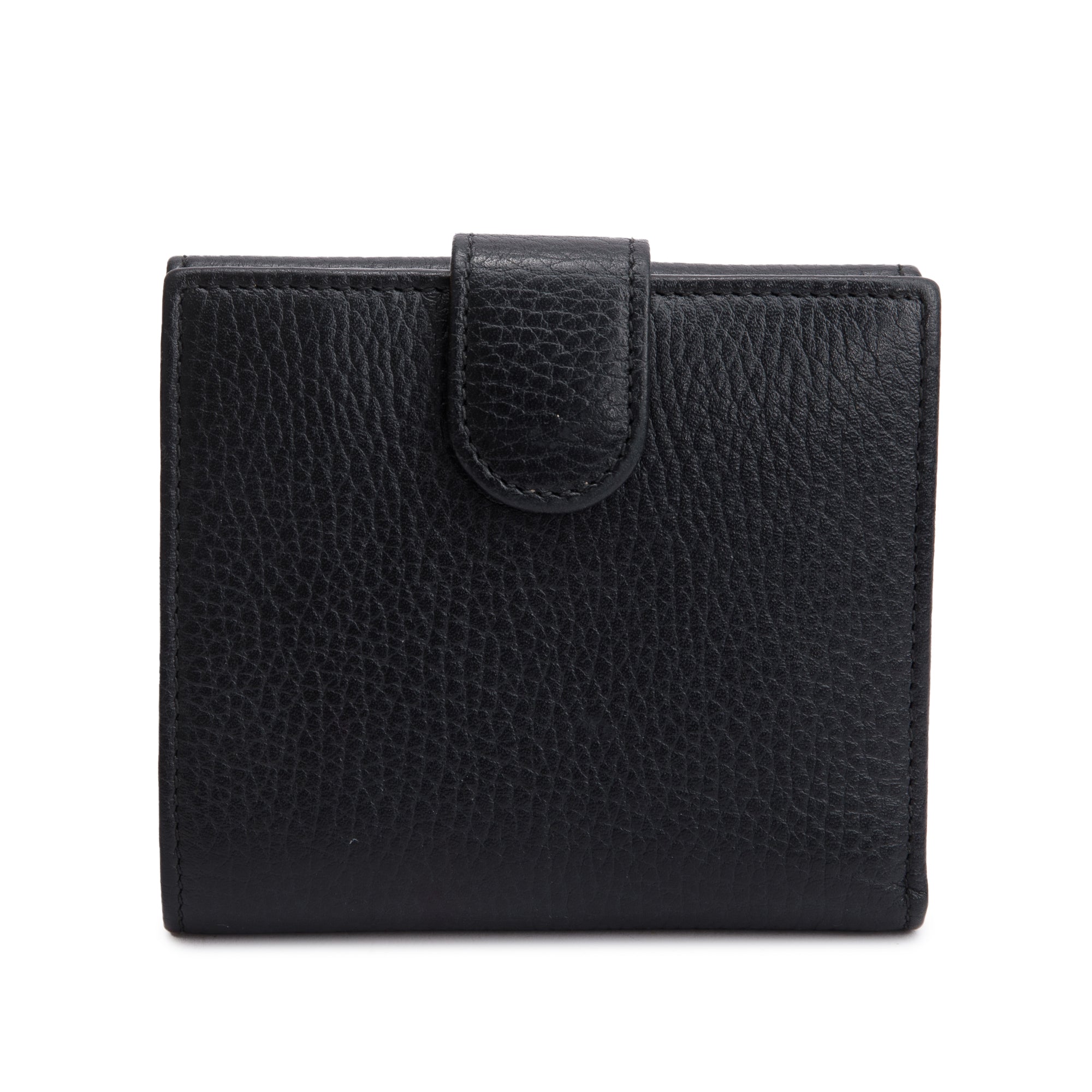 Gucci Black Leather Interlocking G Logo Compact Wallet w/ Box