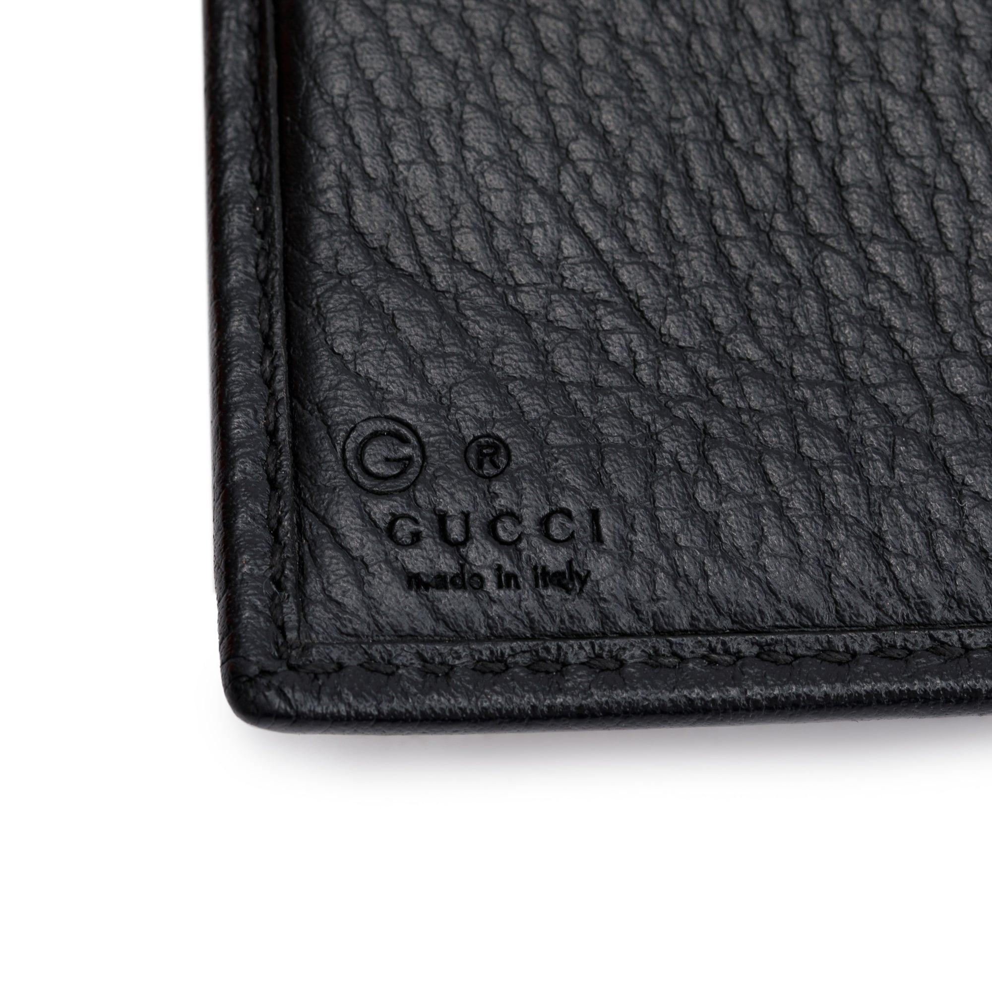 Gucci Black Leather Interlocking G Logo Compact Wallet w/ Box