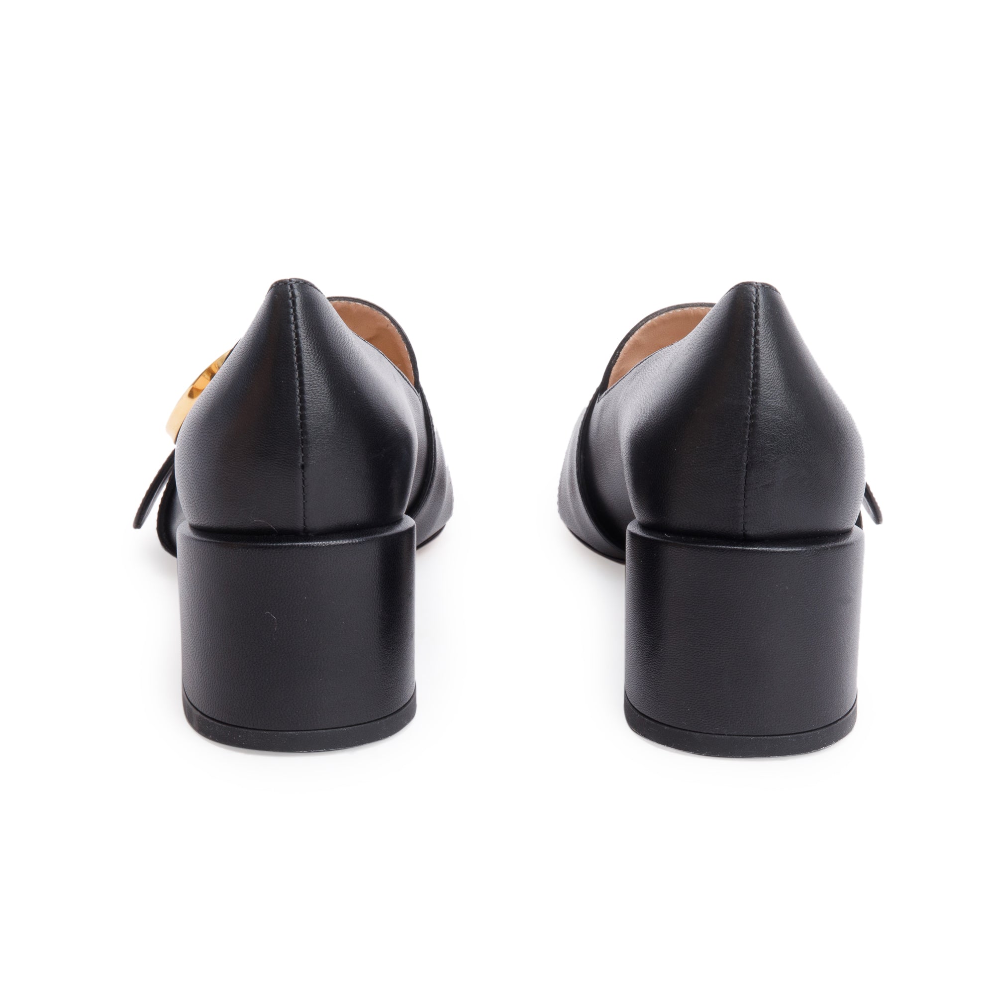 Gucci Black Leather Interlocking G Logo Pumps, Size 35.5