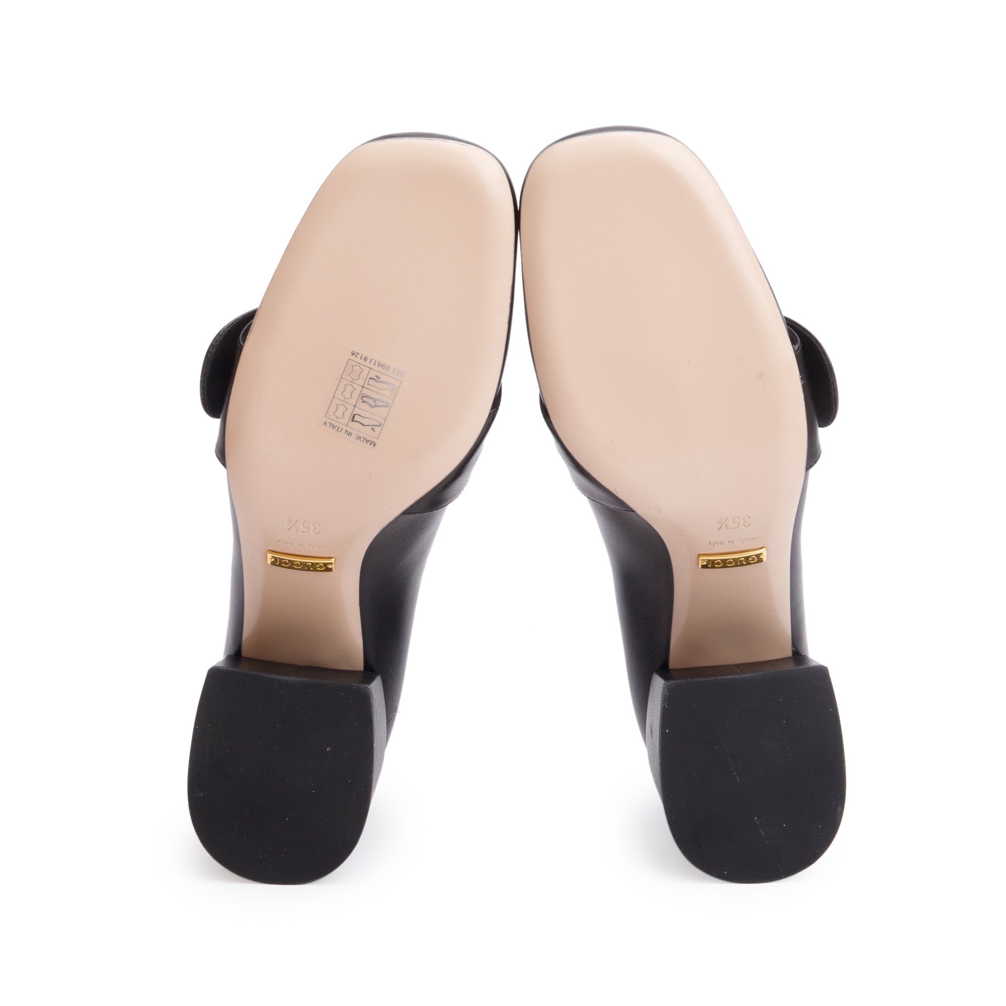 Gucci Black Leather Interlocking G Logo Pumps, Size 35.5