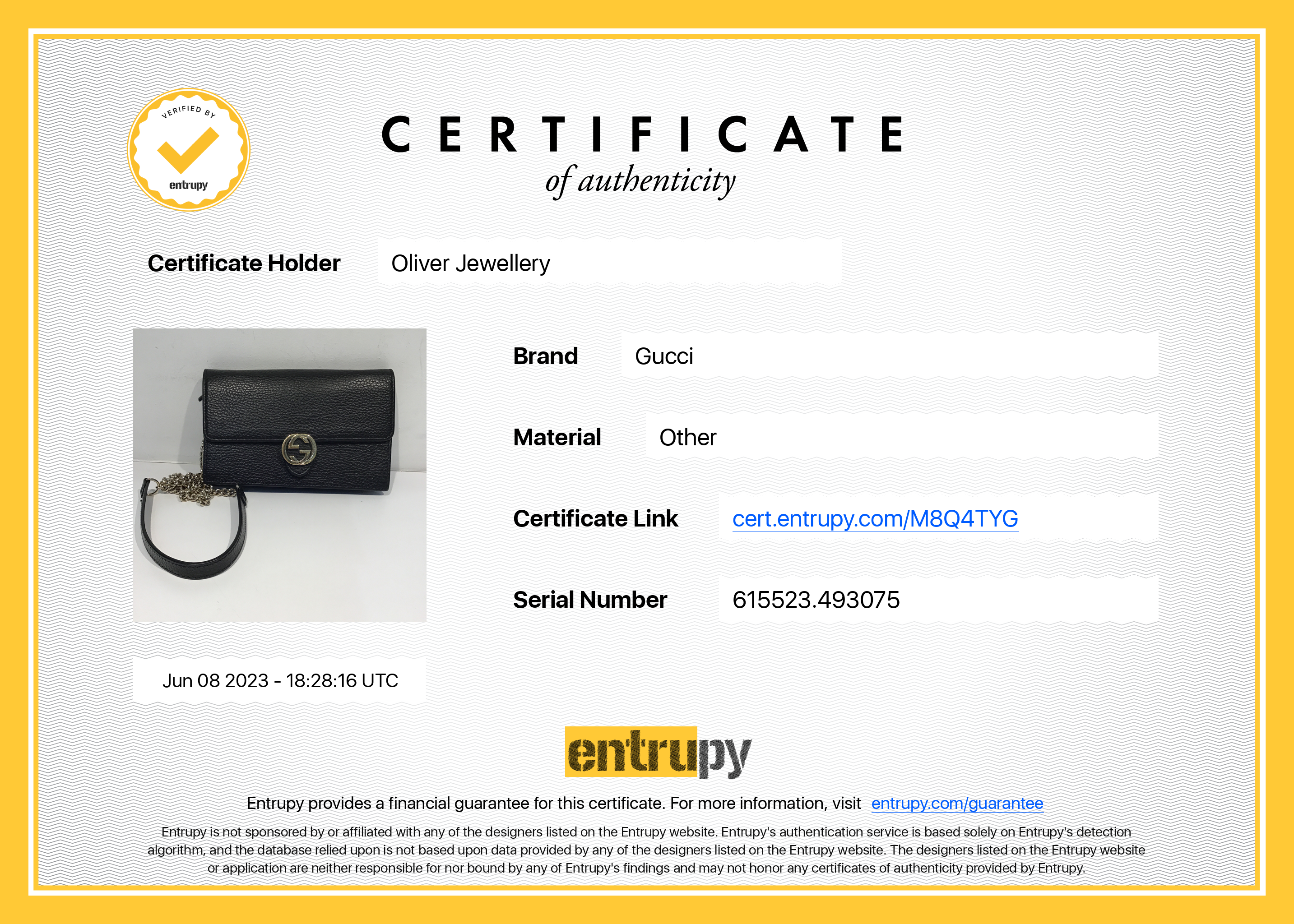 Gucci Black Leather Interlocking G Wallet on Chain w/ Box