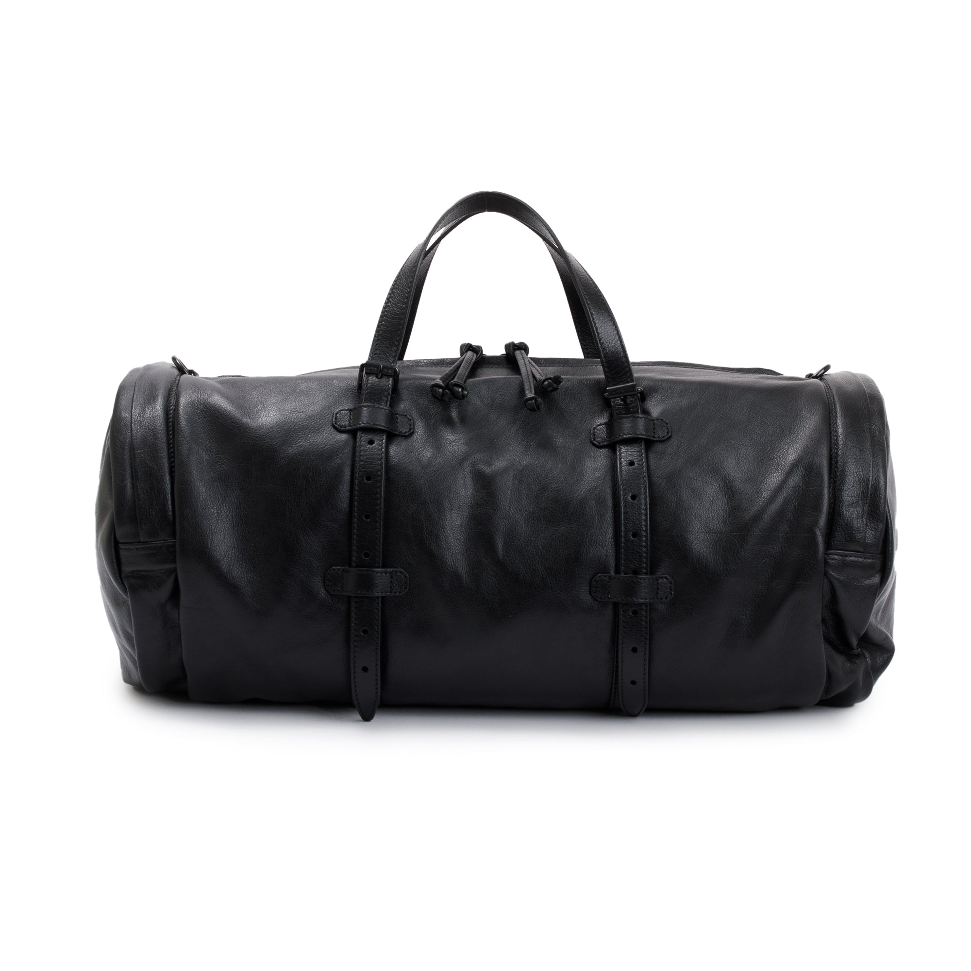 Gucci Black Leather Large Duffle Bag with Tonal Double G w/ Strap