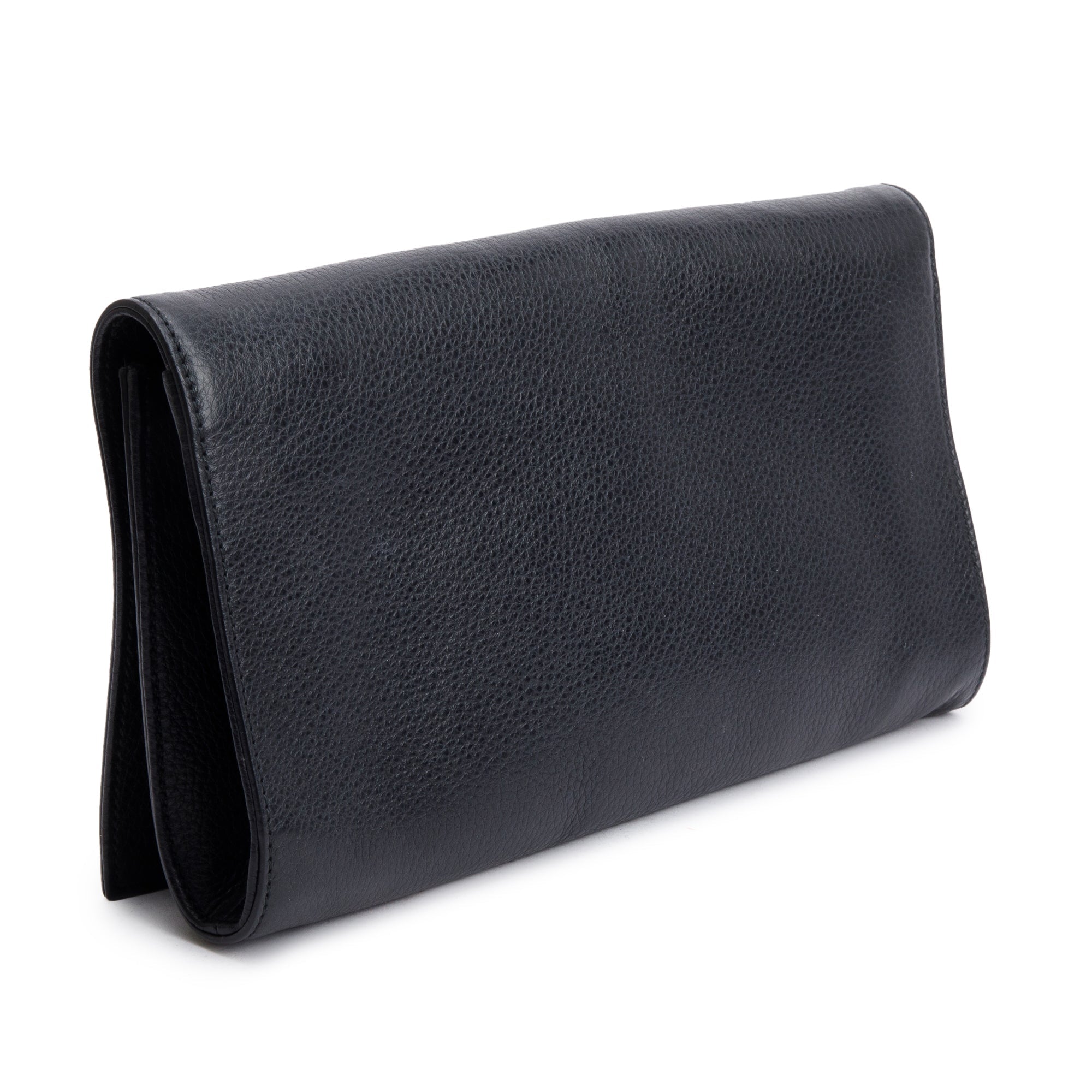 Gucci Black Leather Medium GG Soho Tassel Clutch Bag