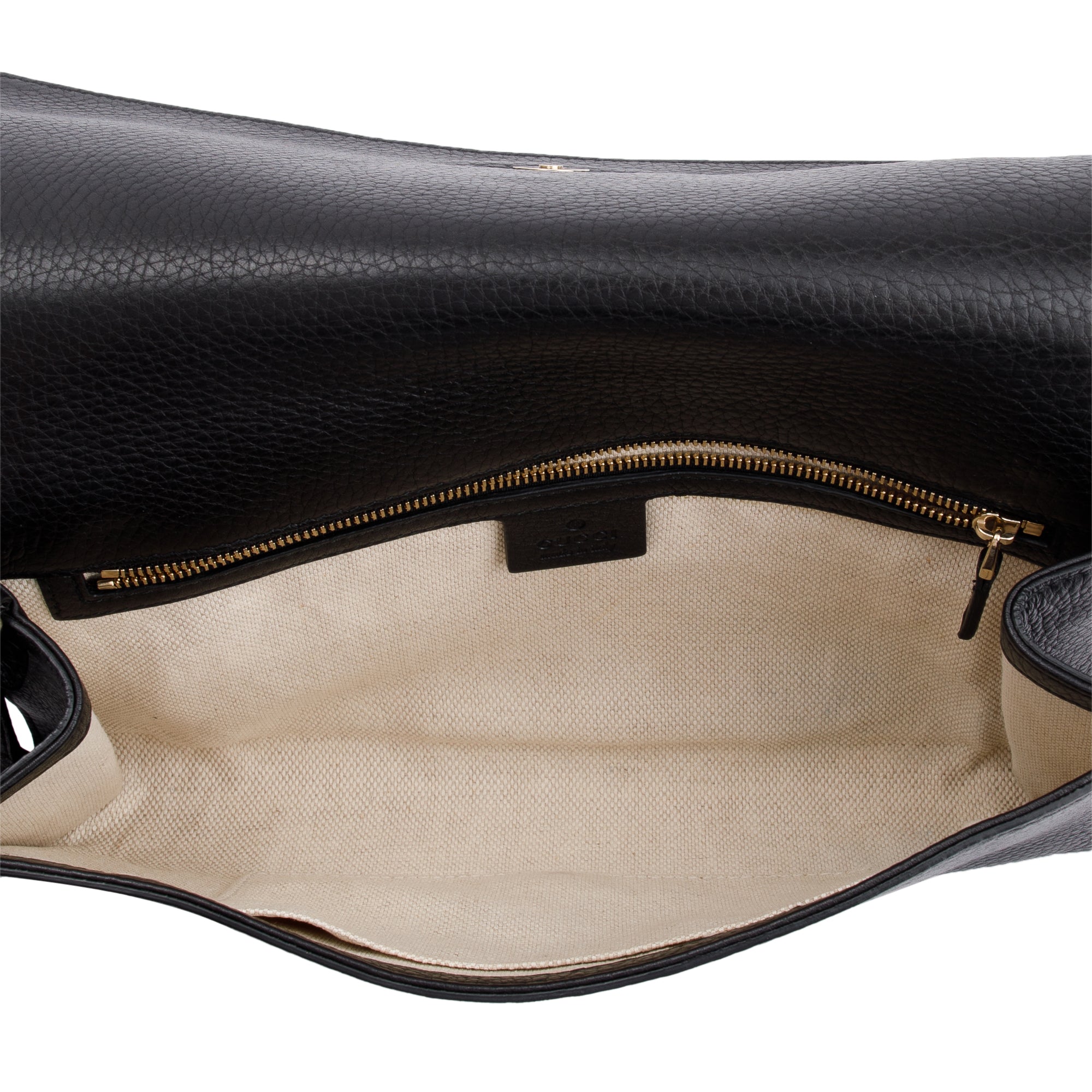 Gucci Black Leather Medium GG Soho Tassel Clutch Bag