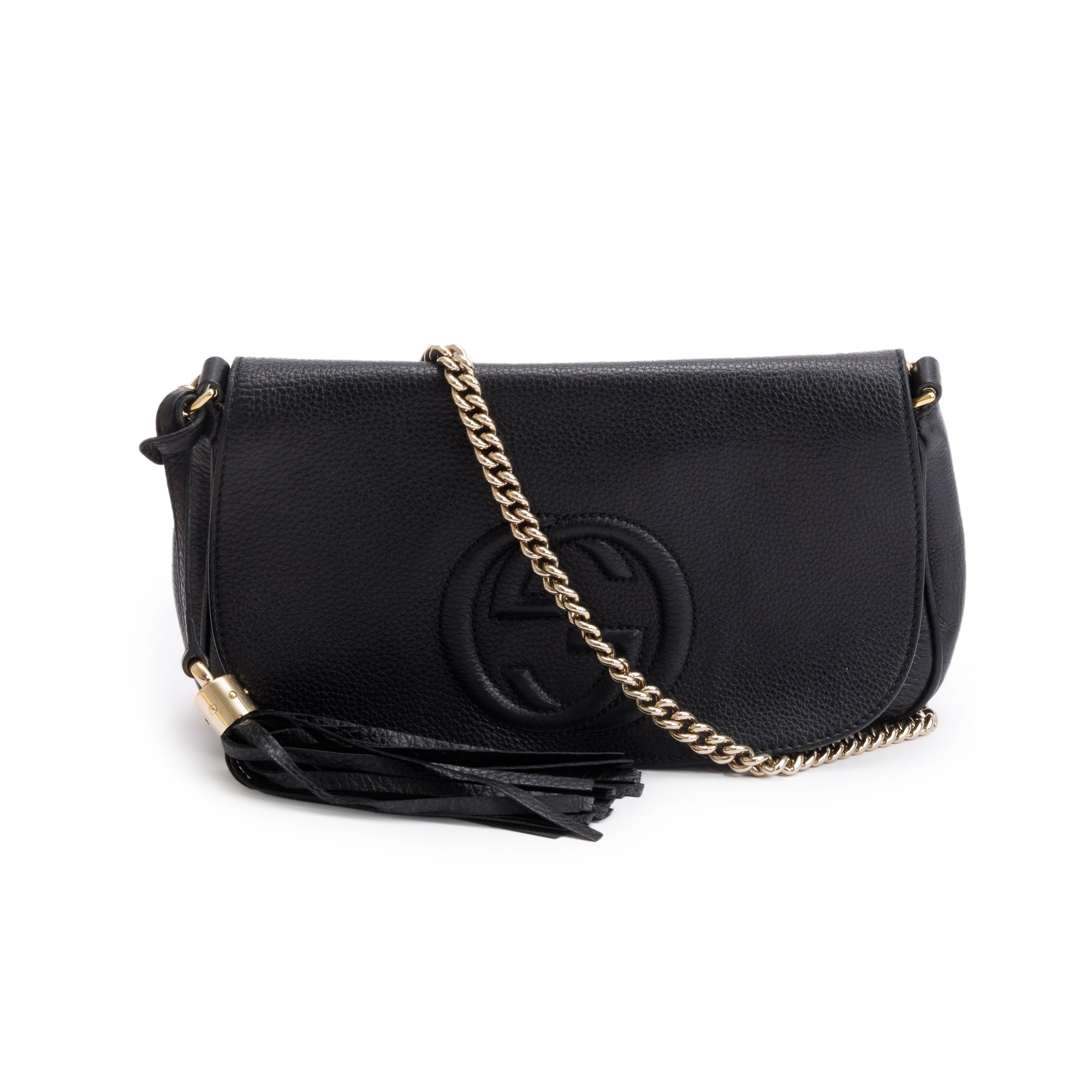 Gucci Black Leather Medium Soho Chain Crossbody Bag