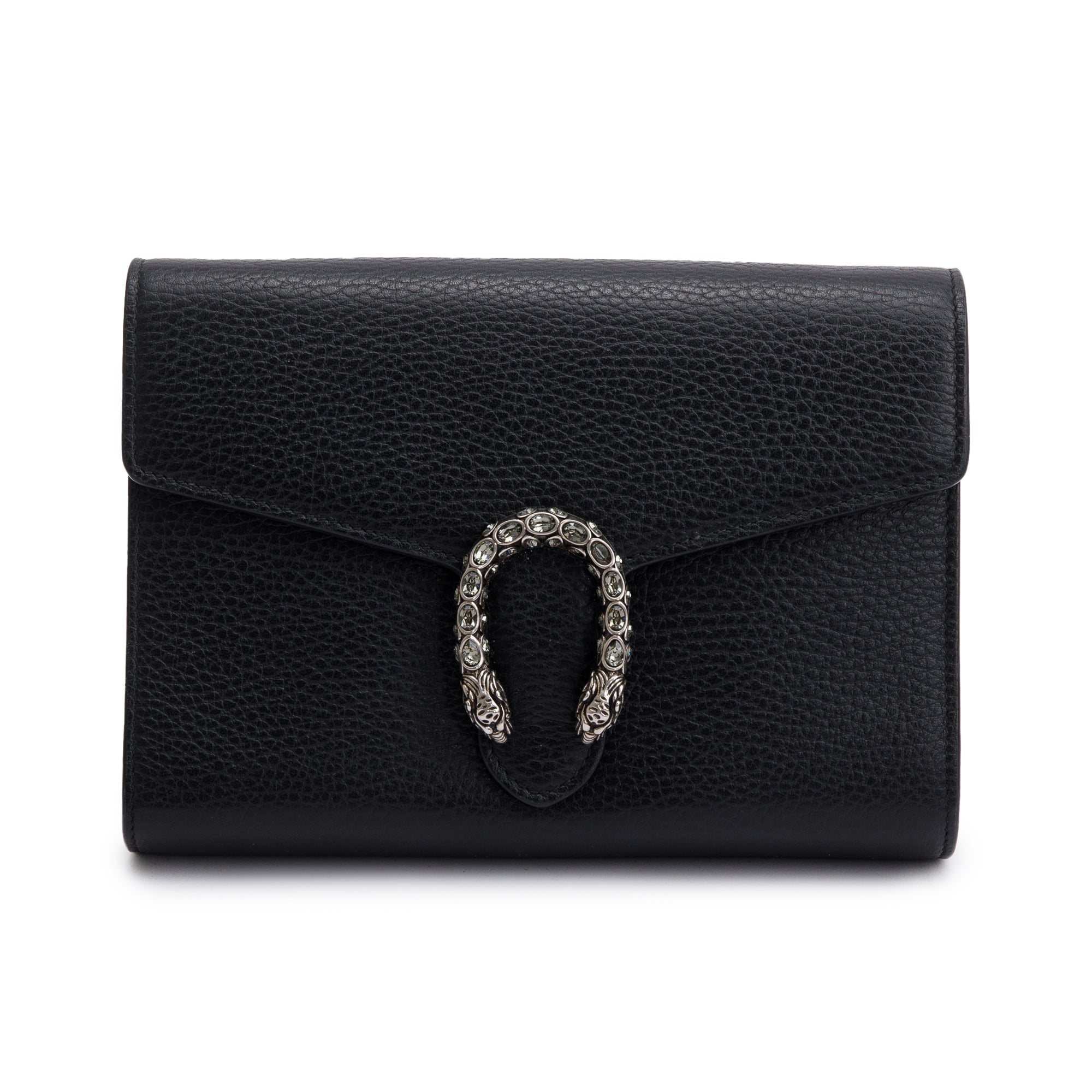 Gucci Black Leather Mini Dionysus Chain Wallet