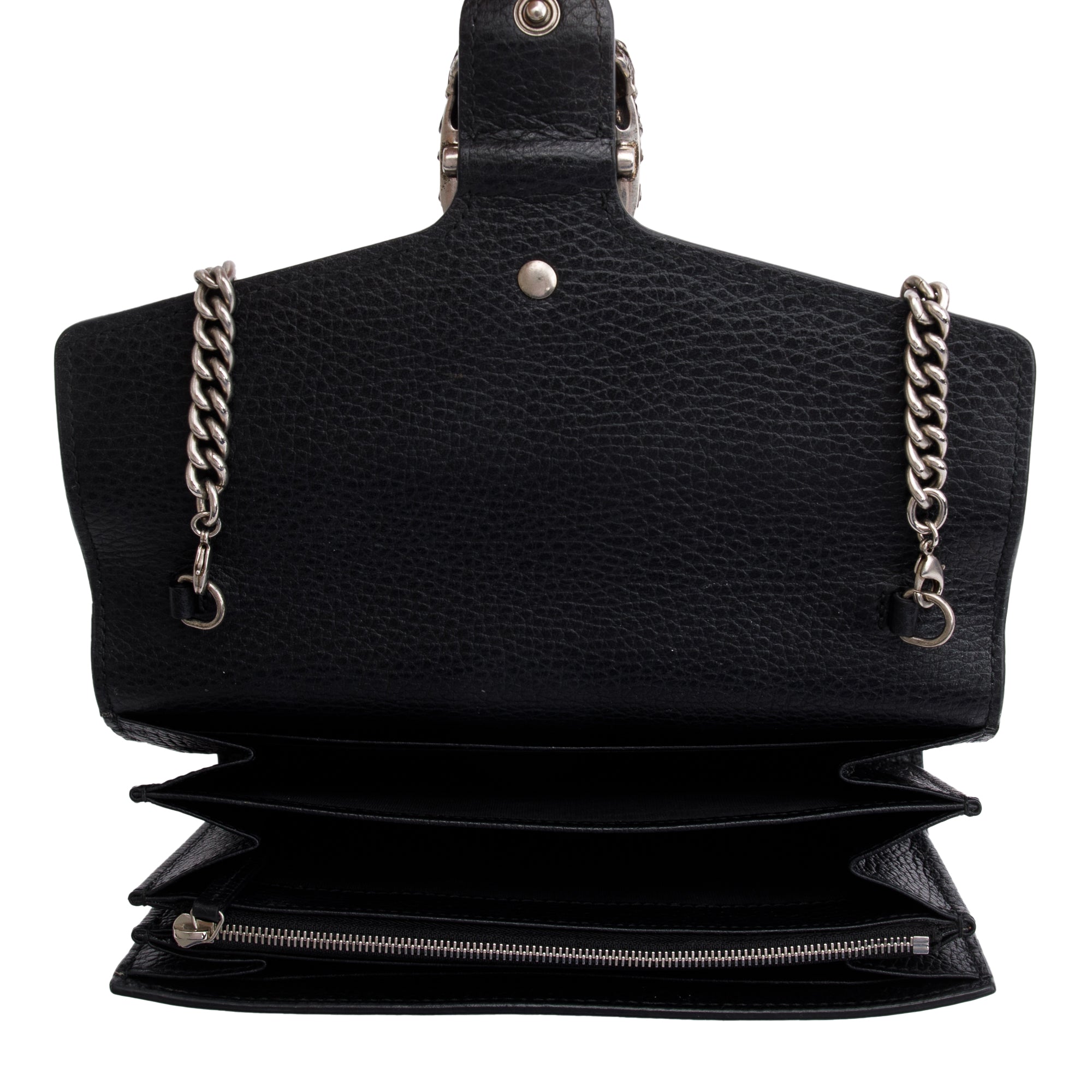 Gucci Black Leather Mini Dionysus Chain Wallet