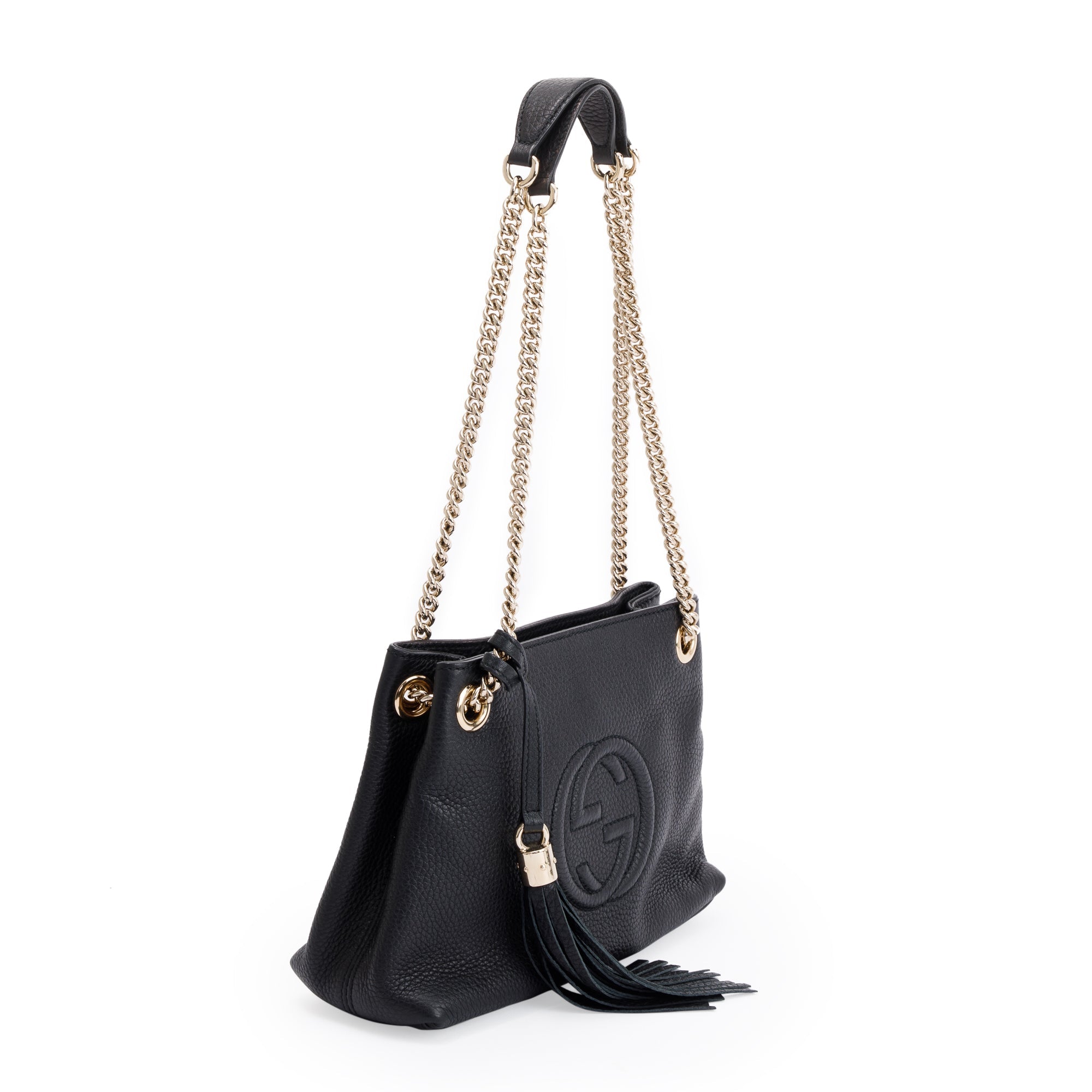 Gucci Black Leather Mini Soho Chain Tote
