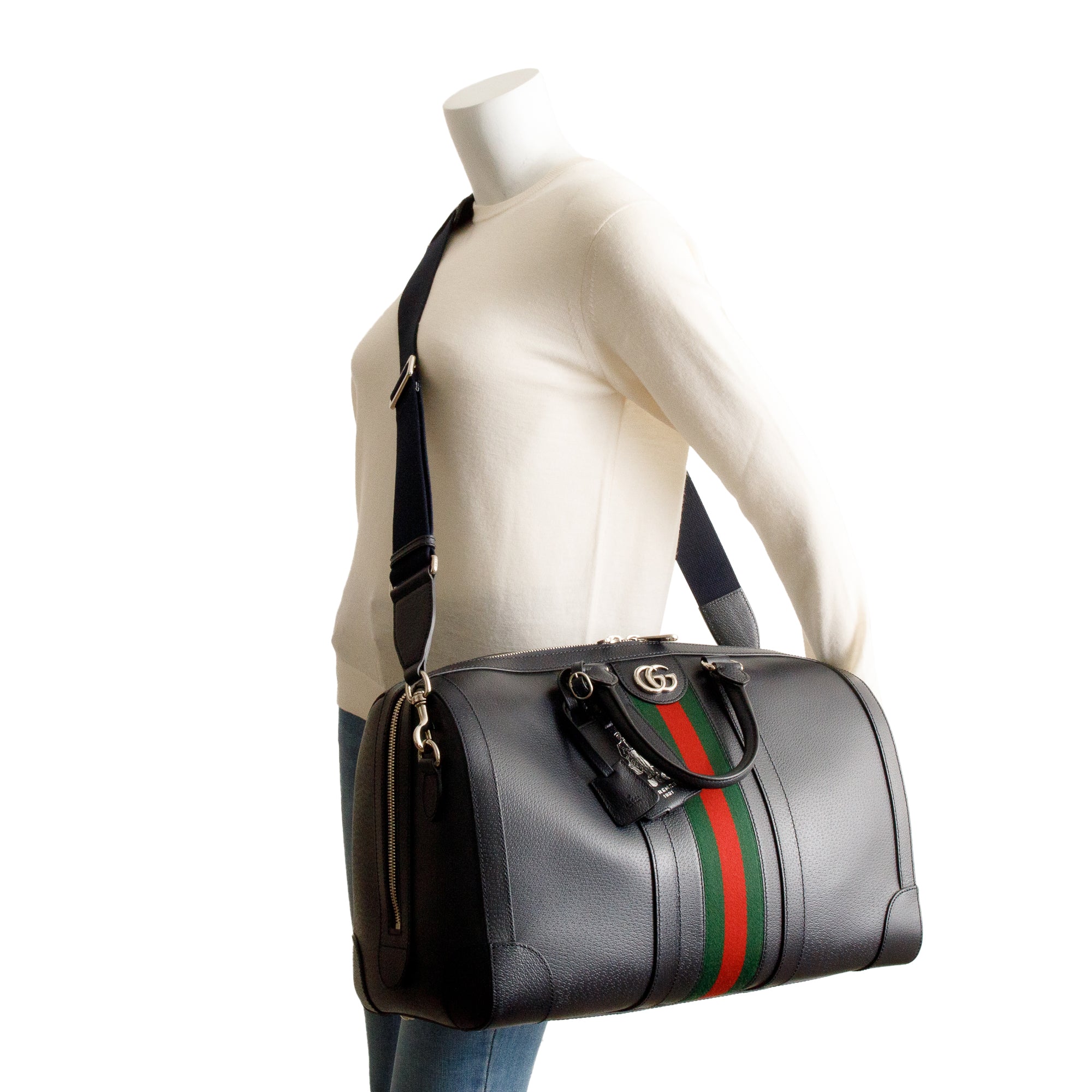 Gucci Black Leather Savoy Medium Duffle Bag