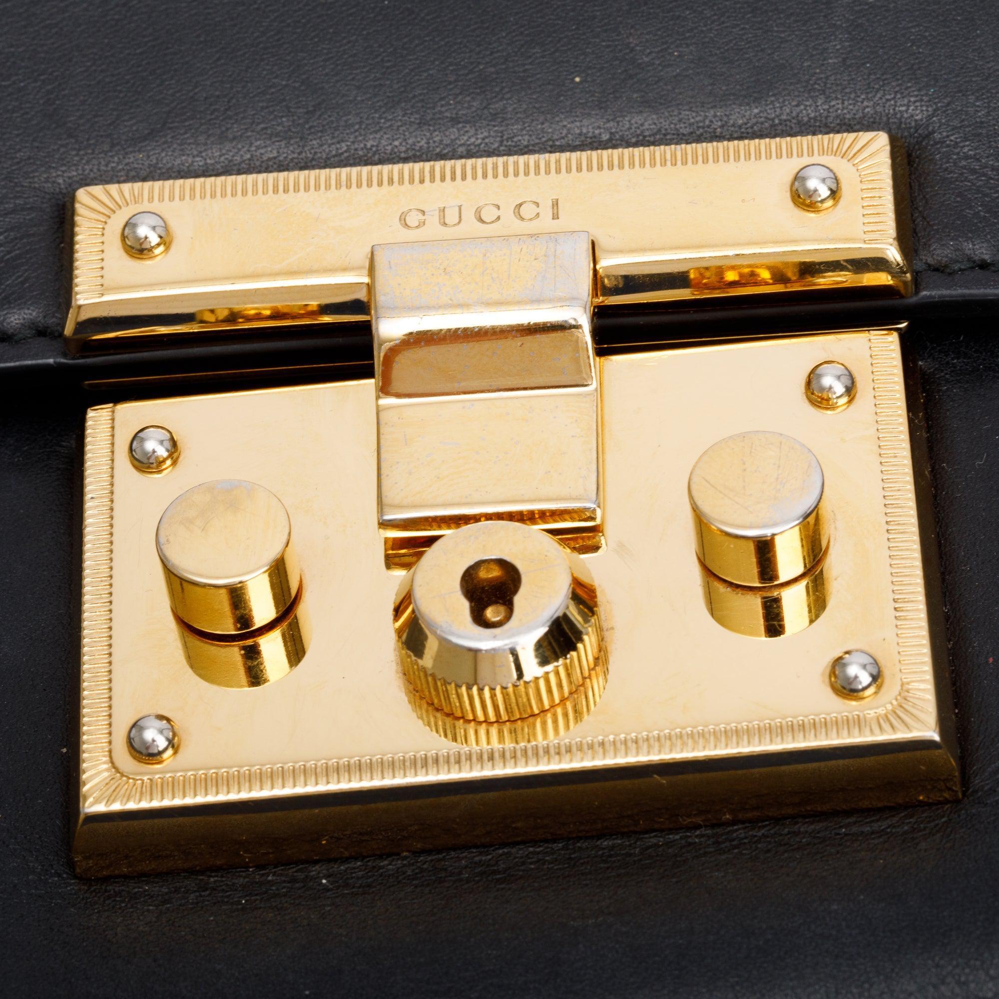 Gucci Black Leather Small Padlock Chain Shoulder Bag