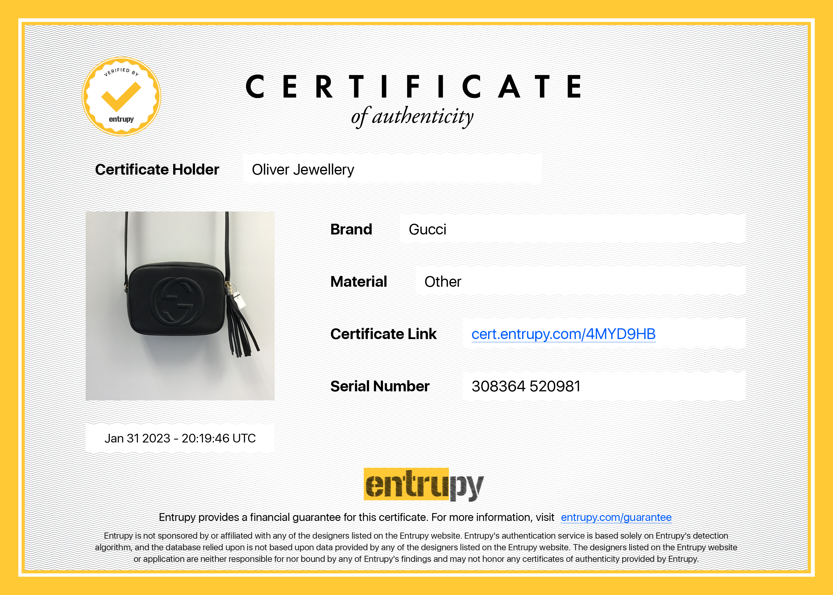 Gucci Black Leather Small Soho Disco Bag w/ Box