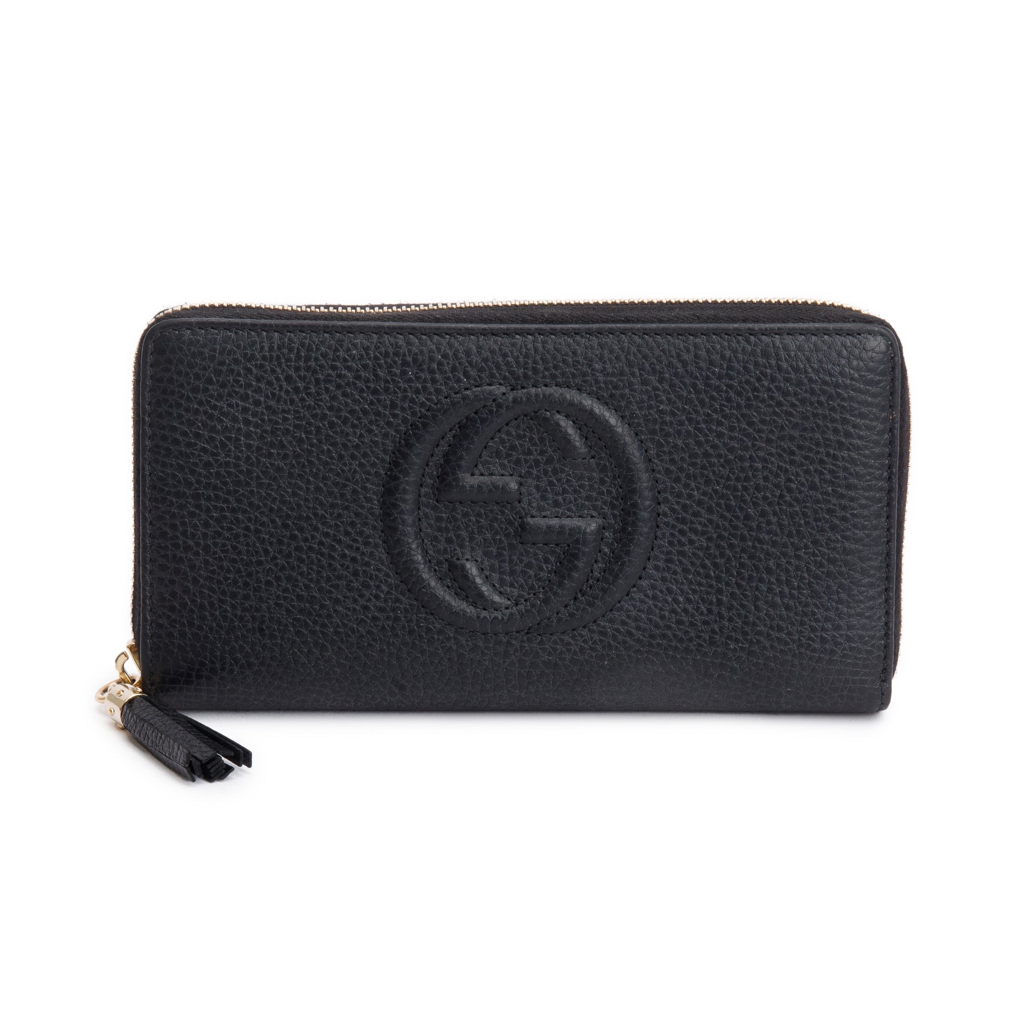 Gucci Black Leather Soho GG Logo Continental Zip Around Wallet w/ Box