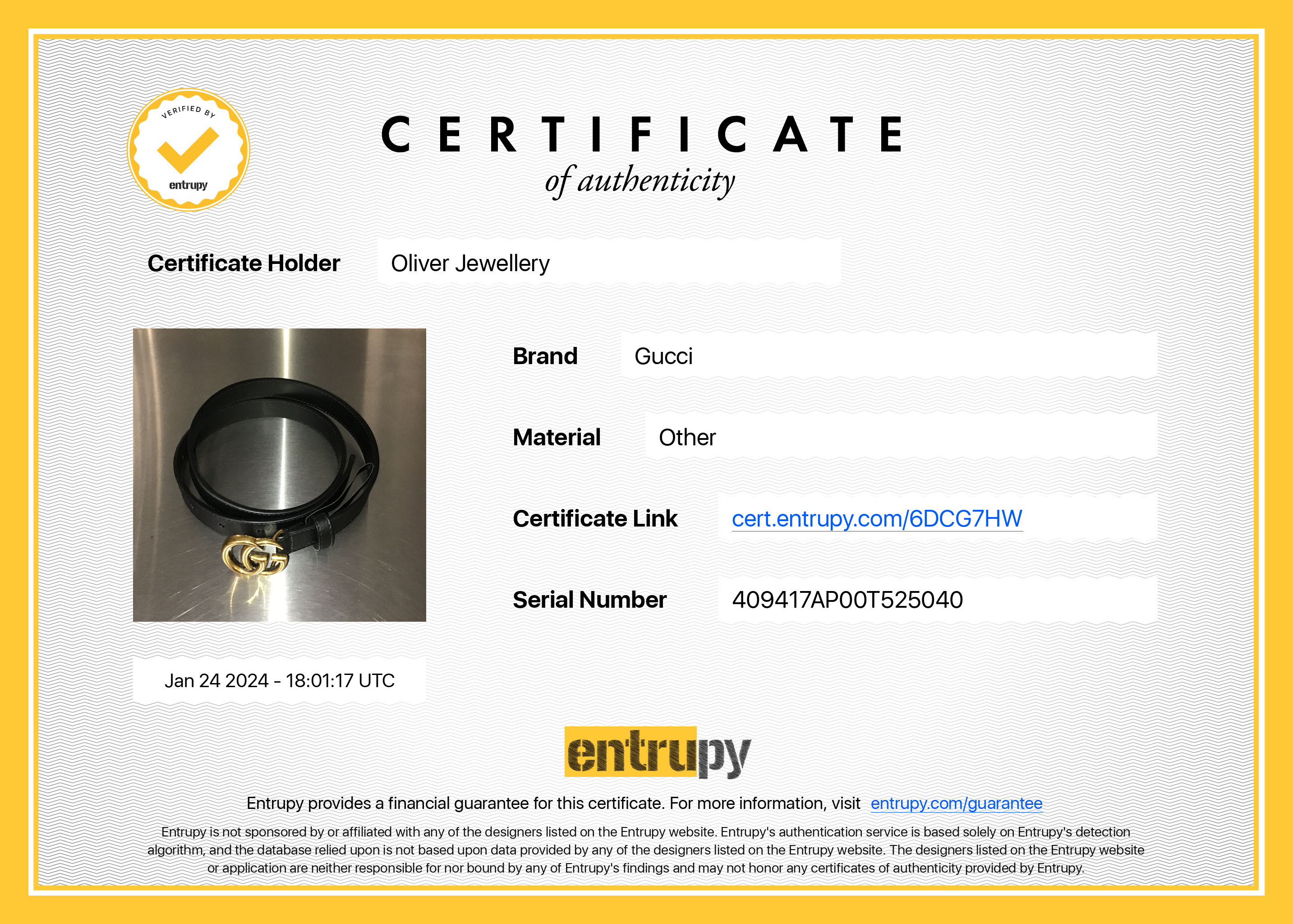 Gucci Black Leather Thin Belt with Double G Buckle, 75 30 w/ Box