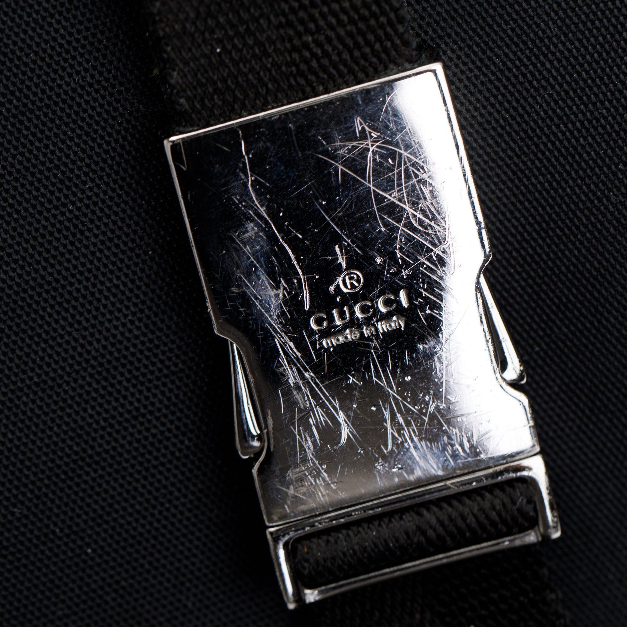 Gucci Black Leather Trimmed Canvas Briefcase