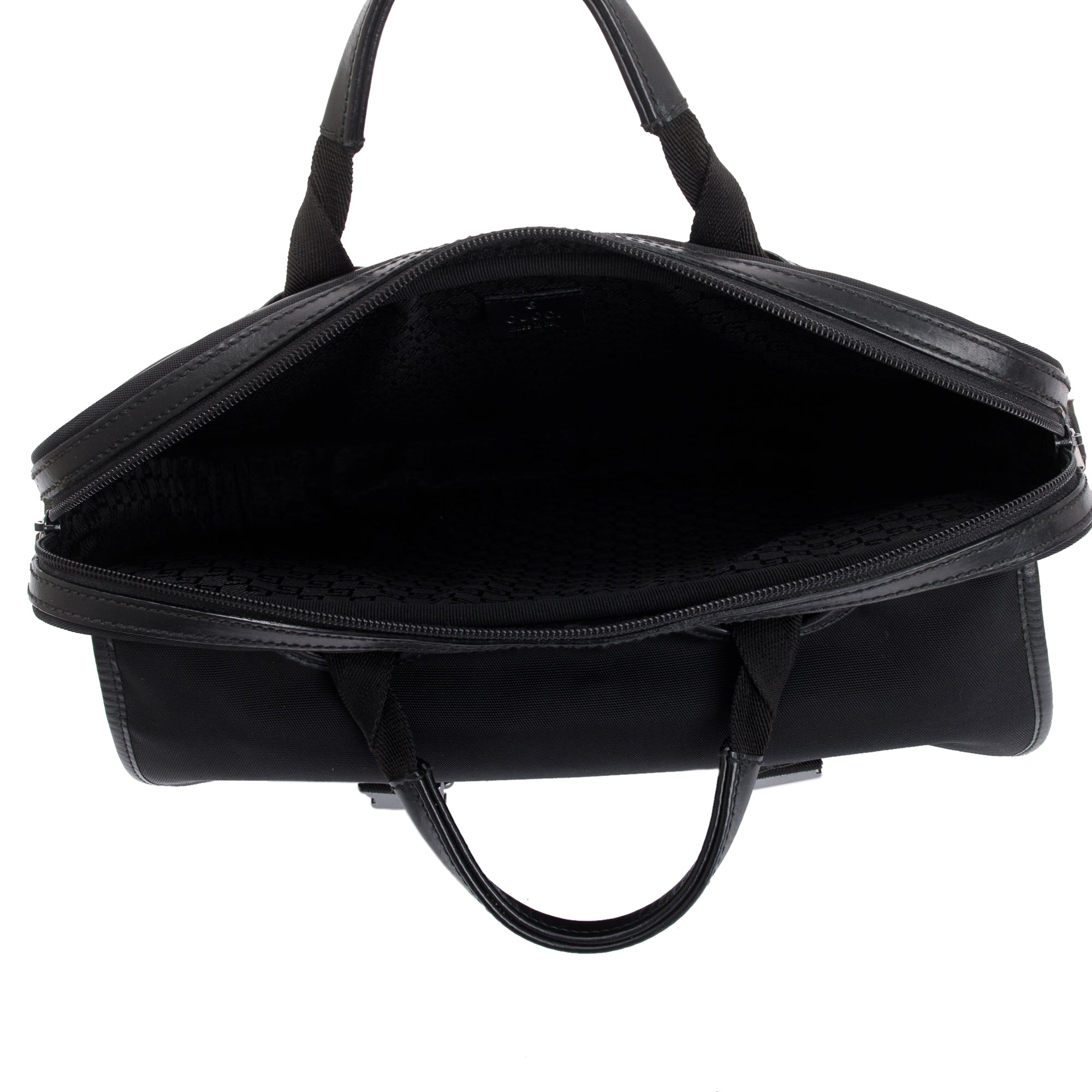 Gucci Black Leather Trimmed Canvas Briefcase