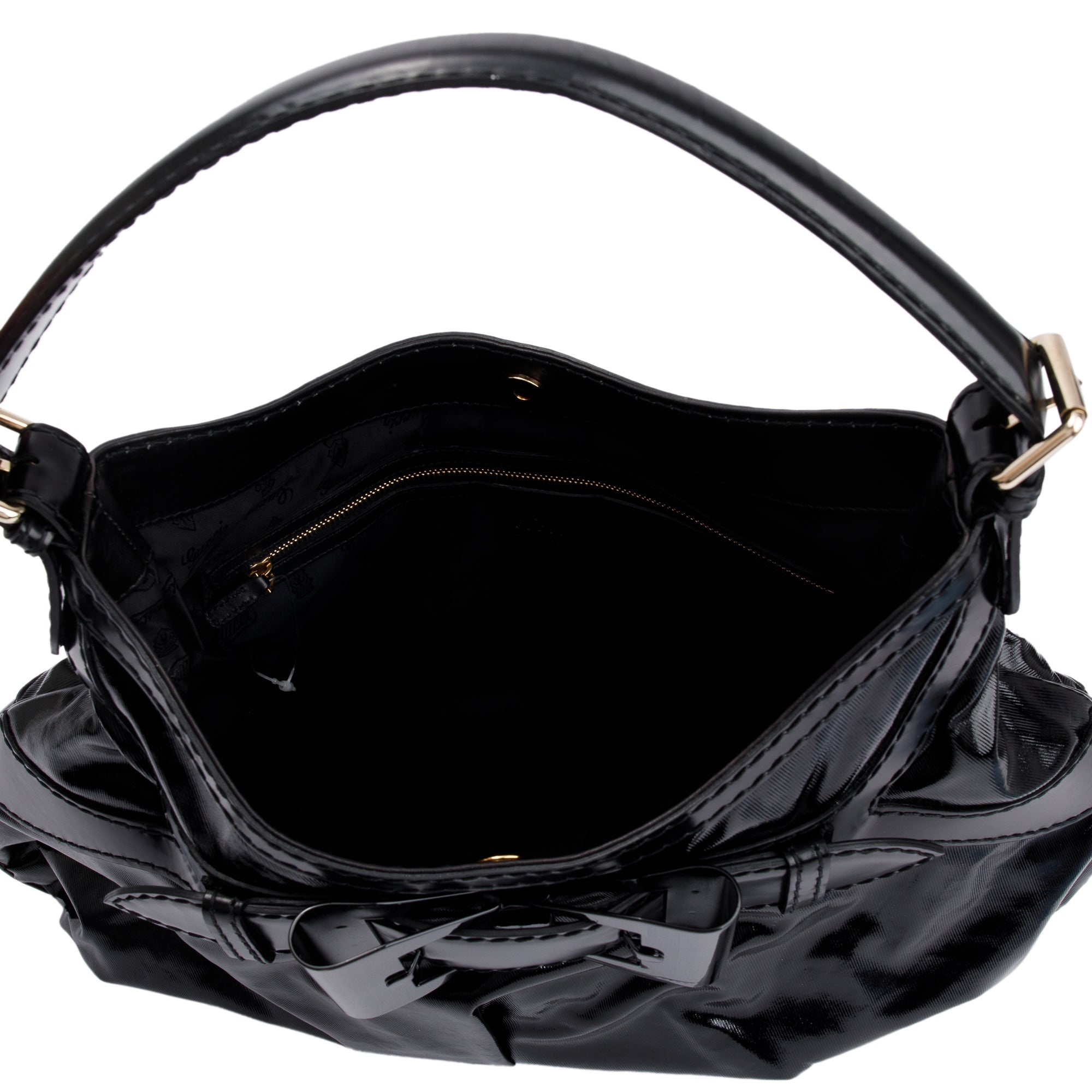 Gucci Black Leather trim Dialux Coated Canvas Large Queen Bow Hobo
