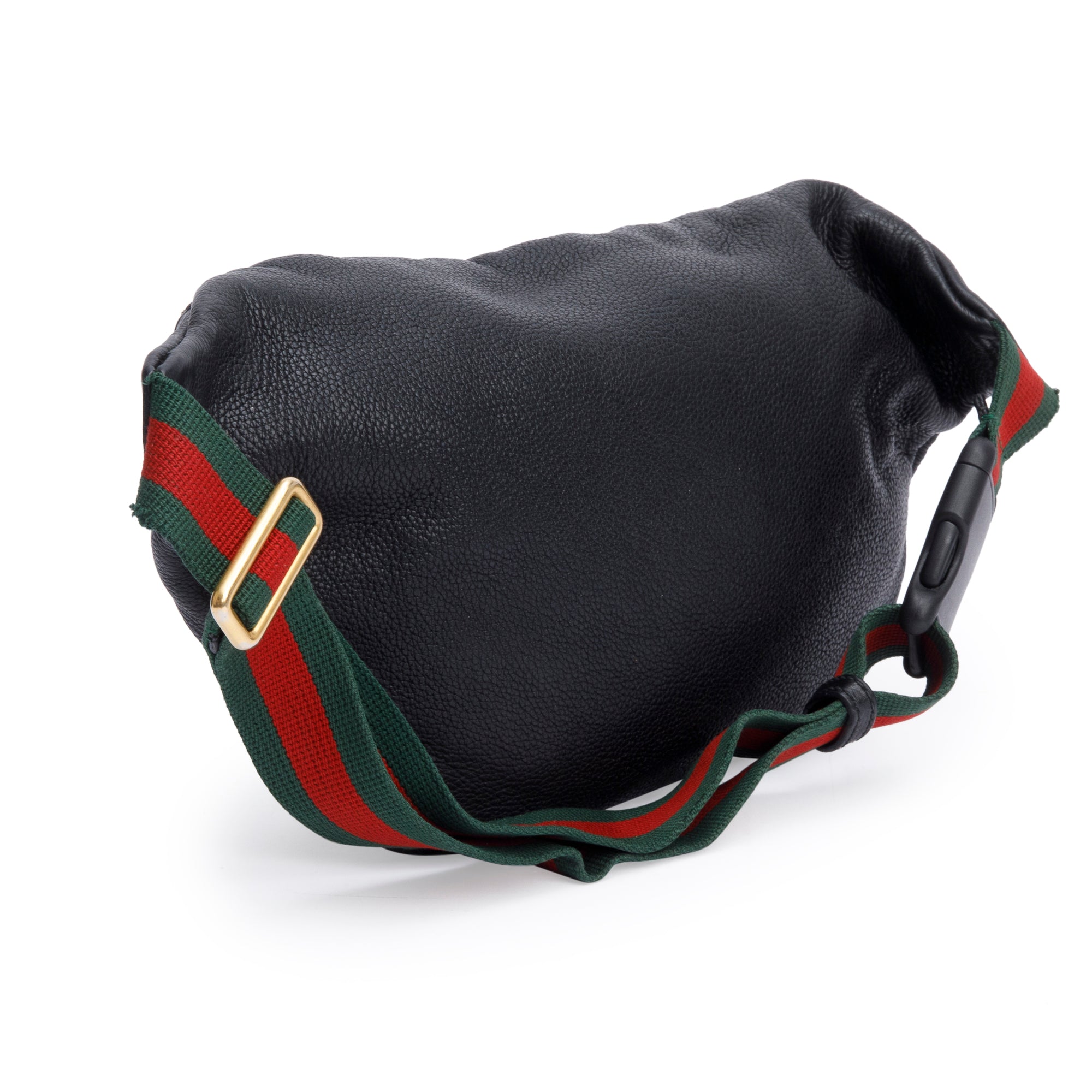 Gucci Black Logo Print Leather Large Belt Bag