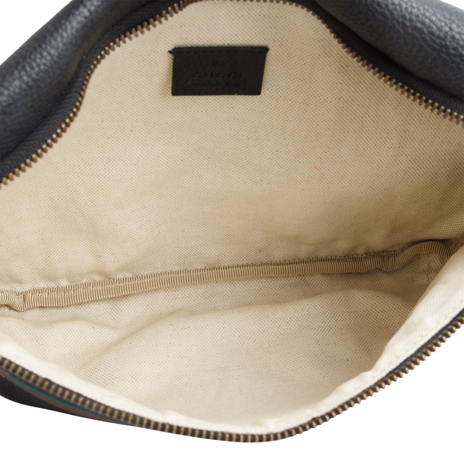 Gucci Black Logo Print Leather Large Belt Bag