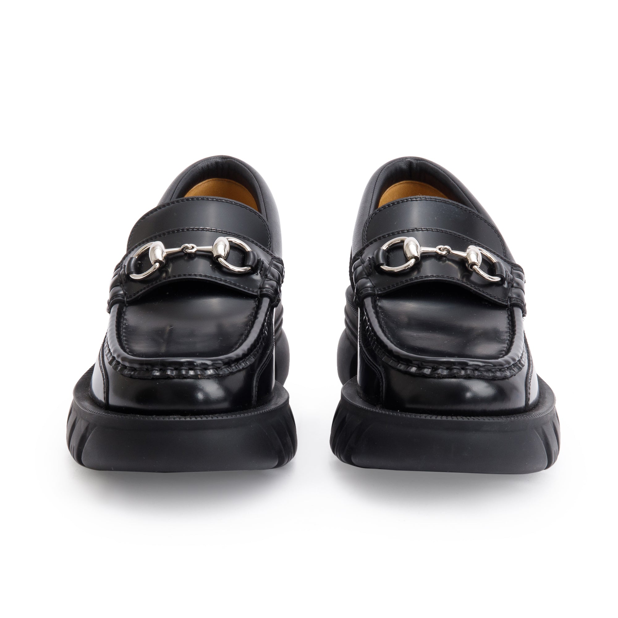 Gucci Black Magnum Calfskin Leather Horsebit Accent Samoa Platform