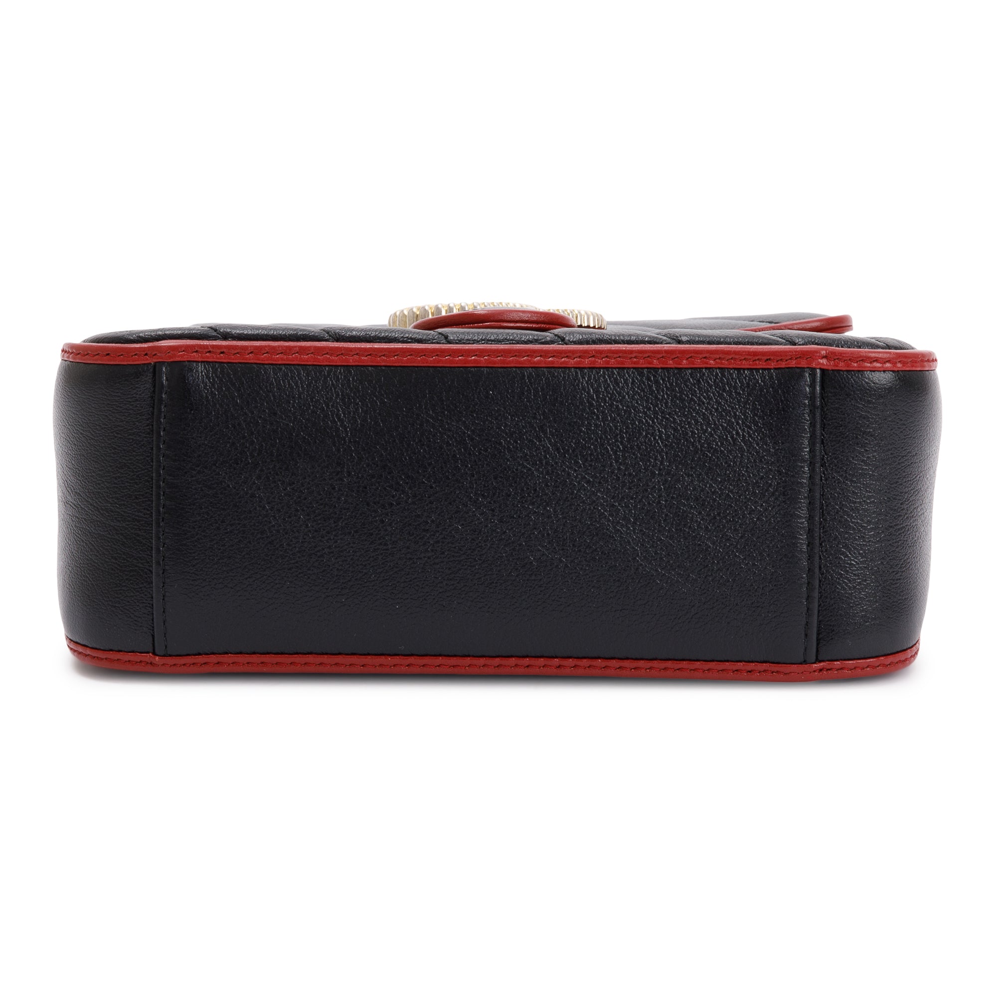 Gucci Black Matelasse Diagonal Mini Torchon GG Marmont Top Handle Bag w/ Strap