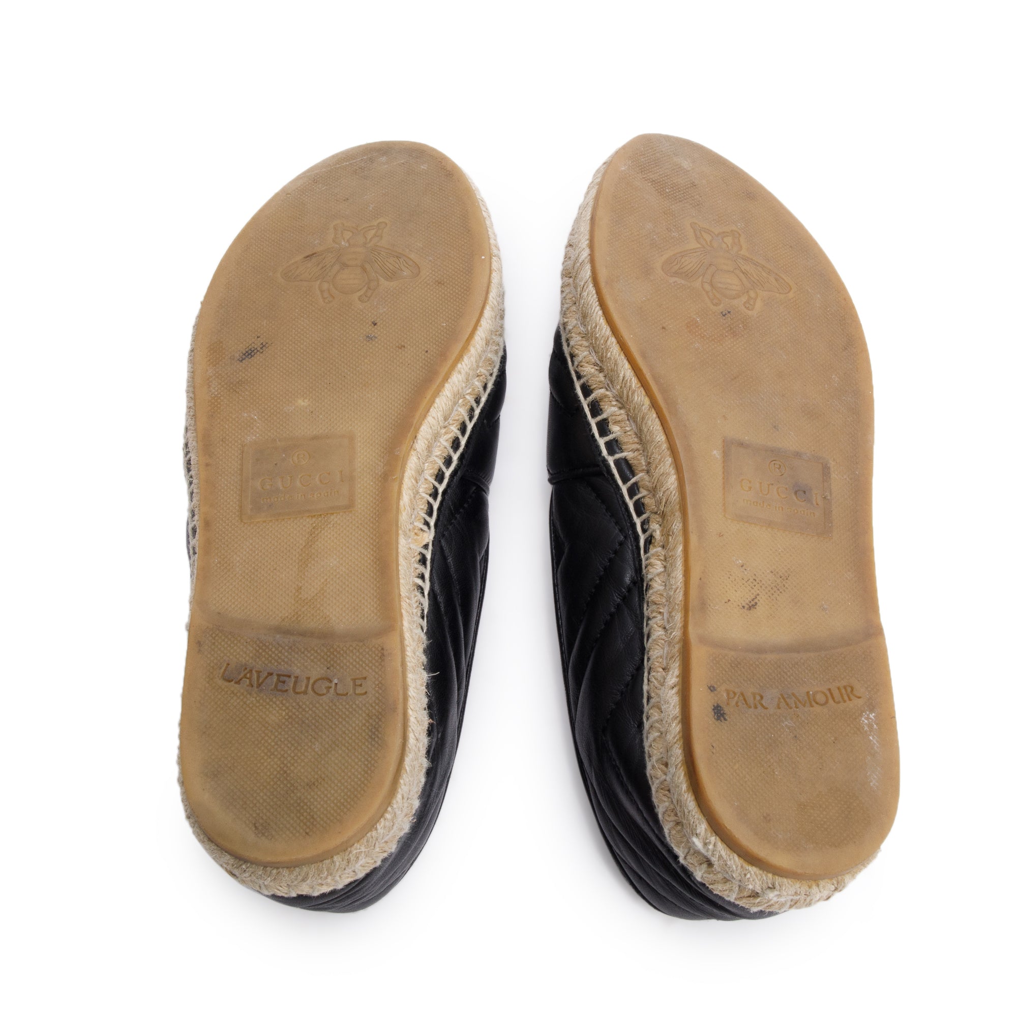 Gucci Black Matelasse Nappa Leather GG Marmont Espadrille, Size 37.5