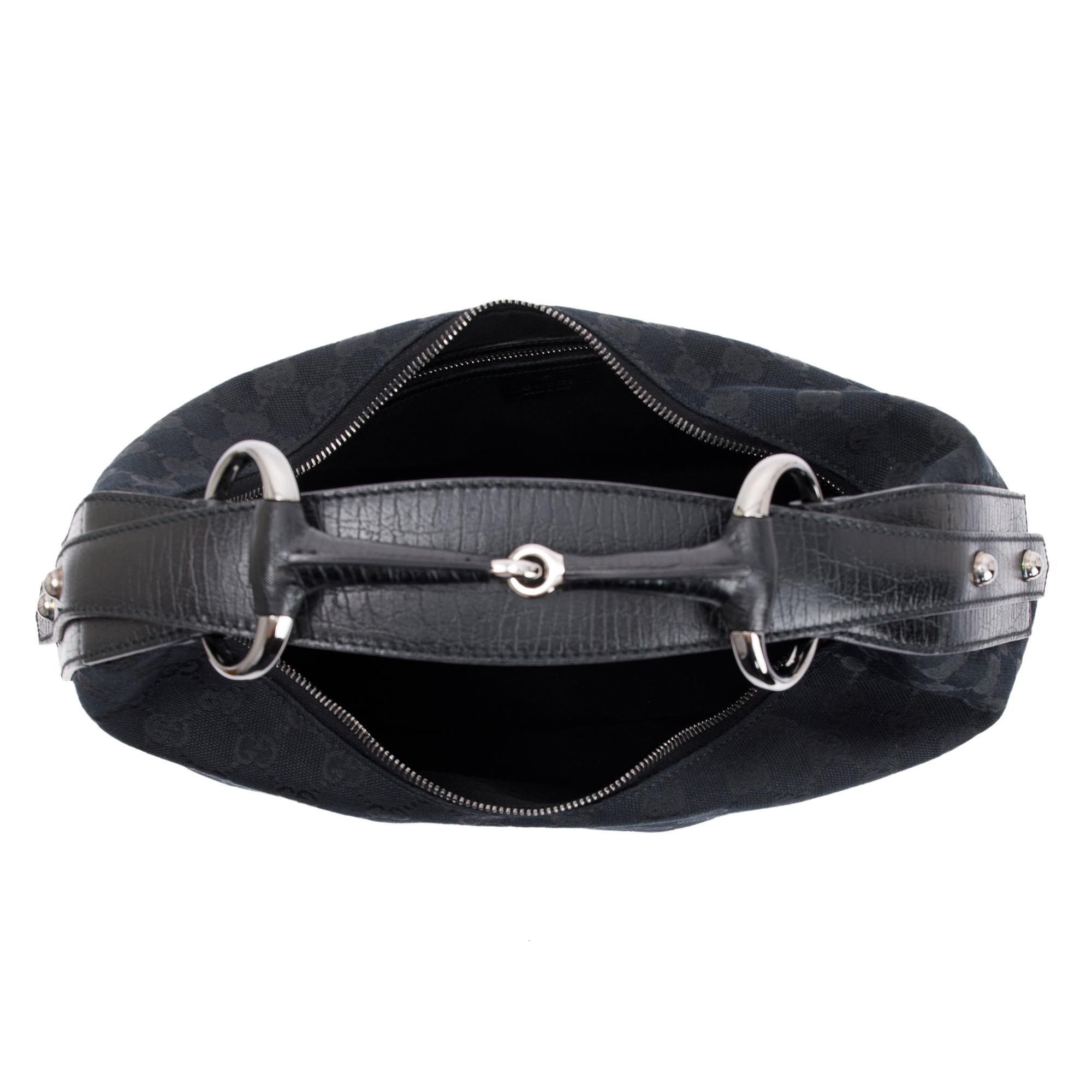 Gucci Black Medium GG Canvas Horsebit Hobo