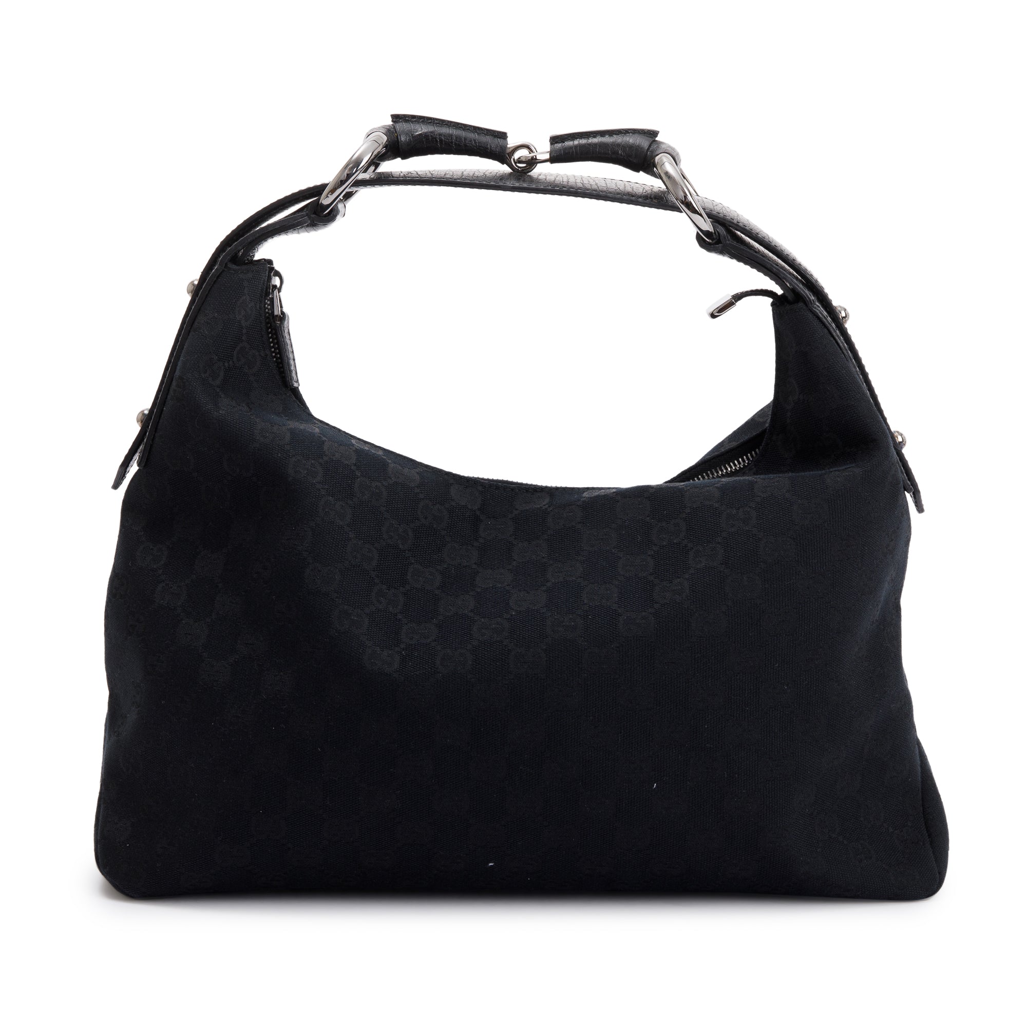 Gucci Black Medium GG Canvas Horsebit Hobo