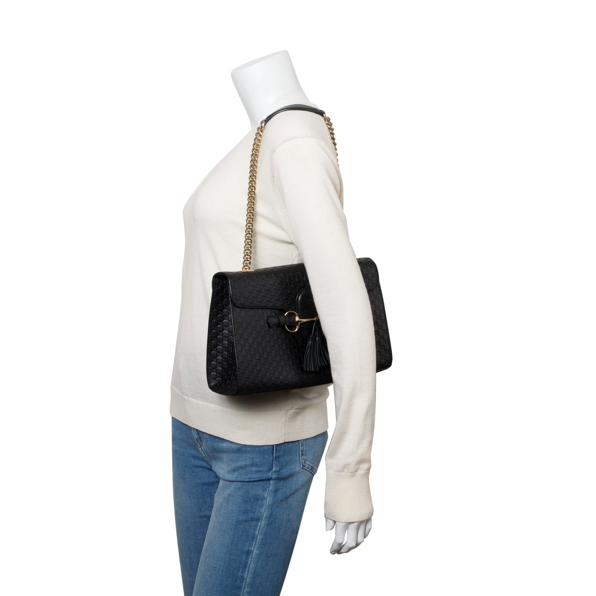 Gucci Black Microguccissima Medium Emily Chain Shoulder Bag