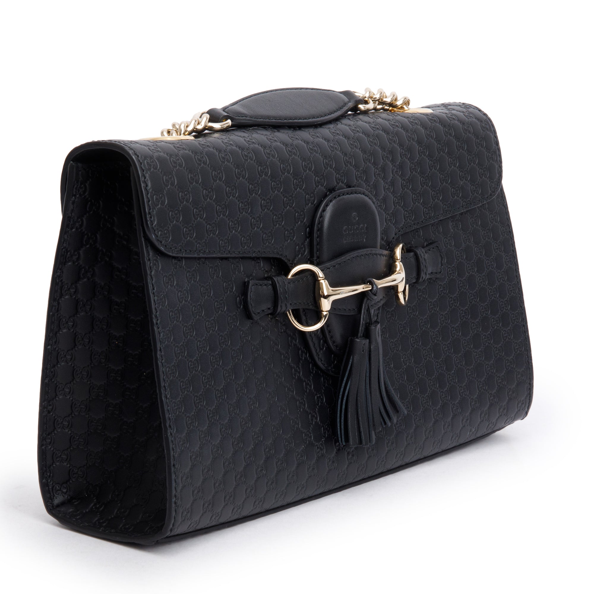 Gucci Black Microguccissima Medium Emily Chain Shoulder Bag