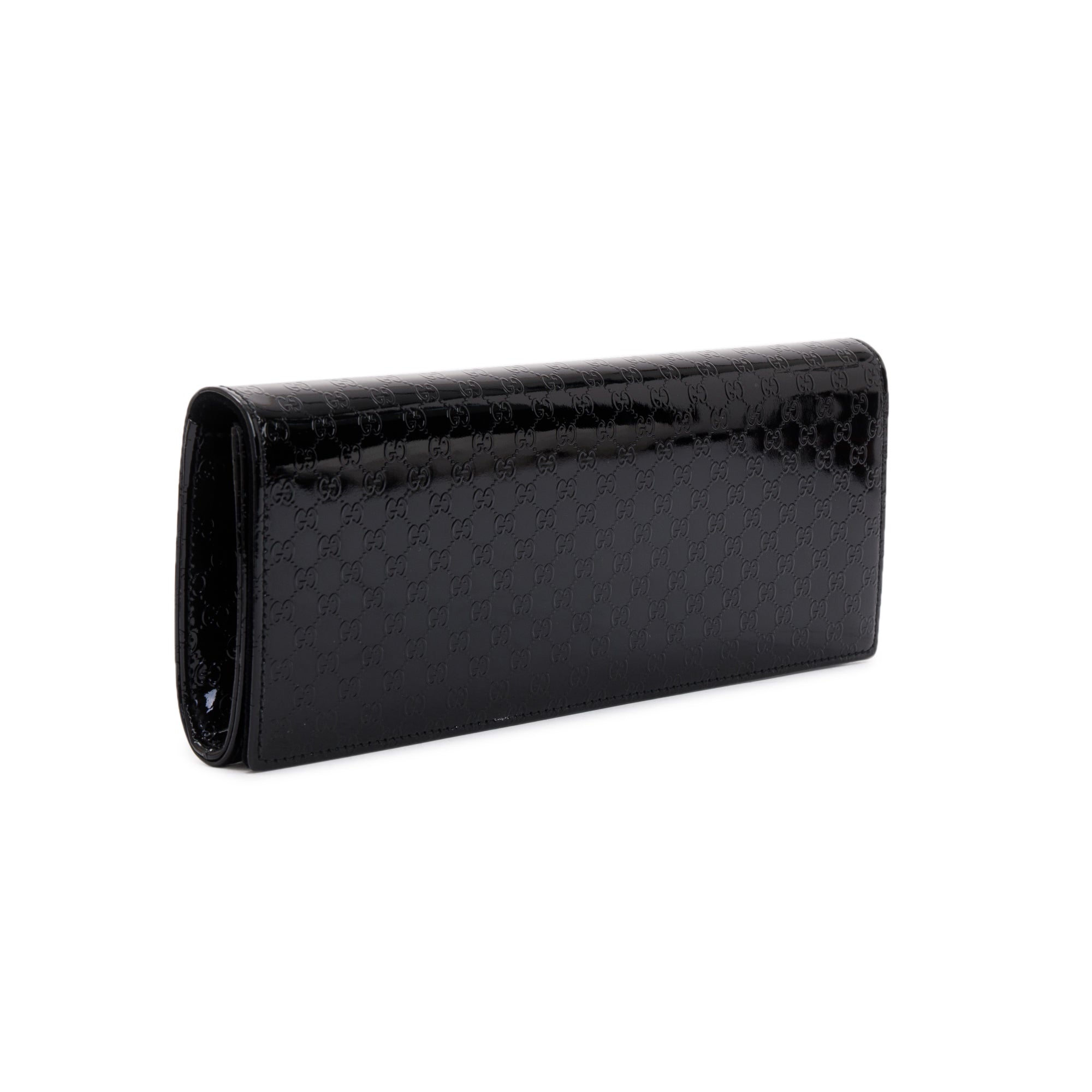 Gucci Black Microguccissima Patent Leather Broadway Clutch