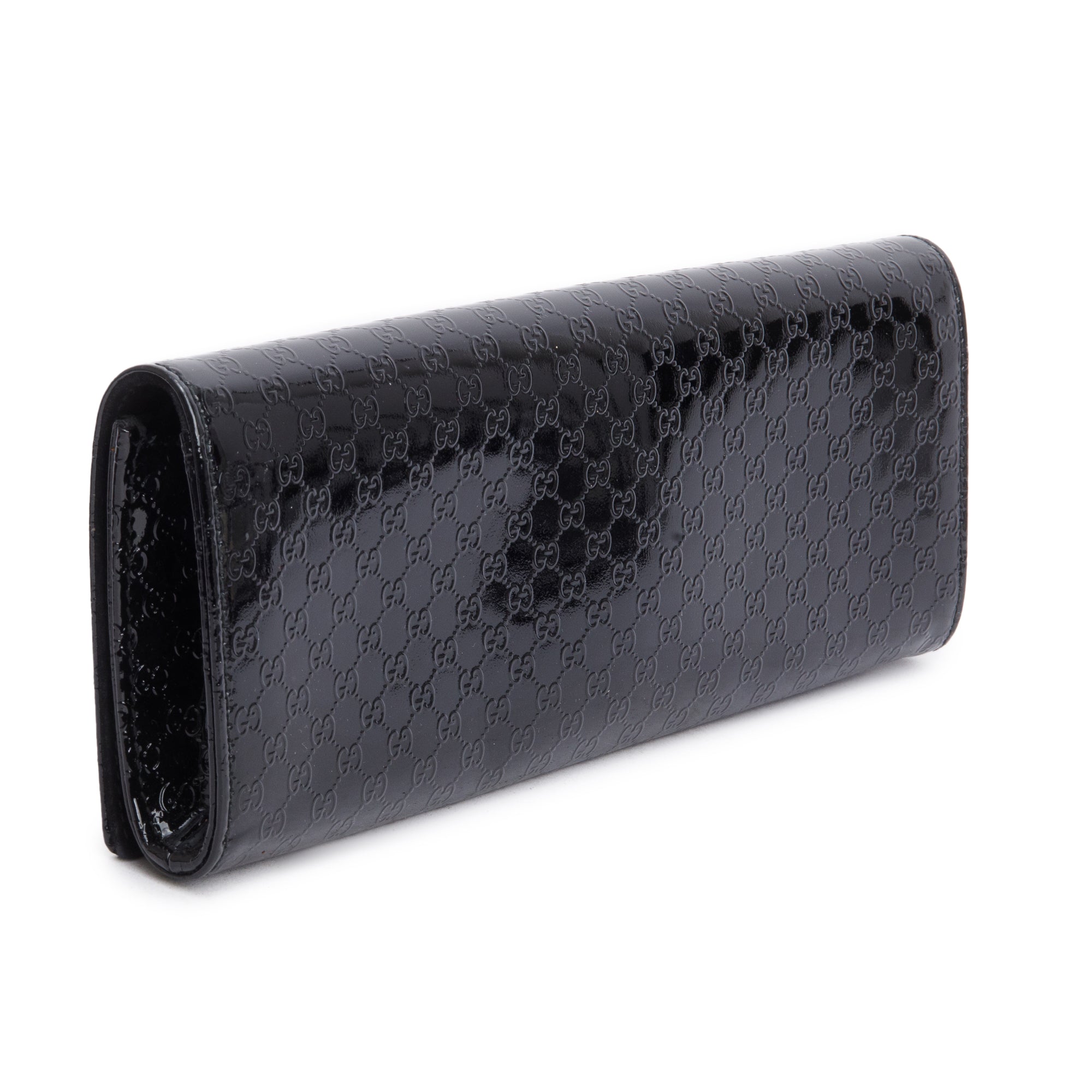 Gucci Black Microguccissima Patent Leather Broadway Clutch