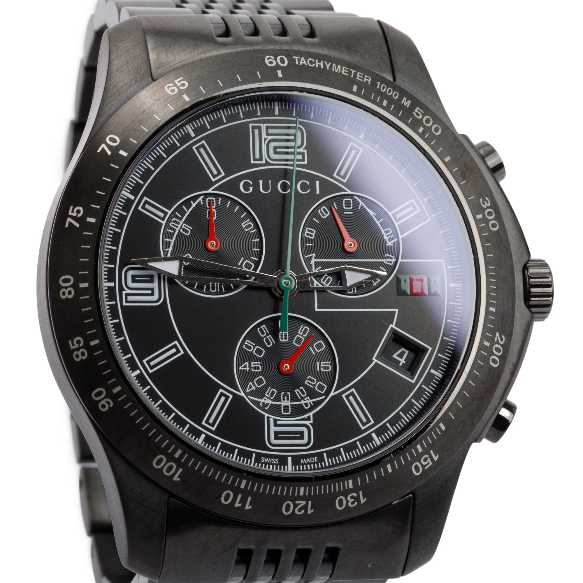 Gucci Black PVD Stainless Steel G-Timeless Chronograph 46 MM Watch w/ Box