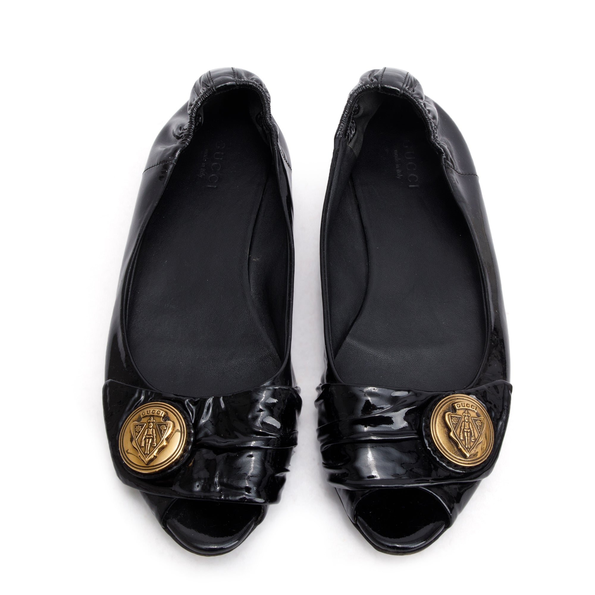 Gucci Black Patent Leather Ballet Flats, Size 7