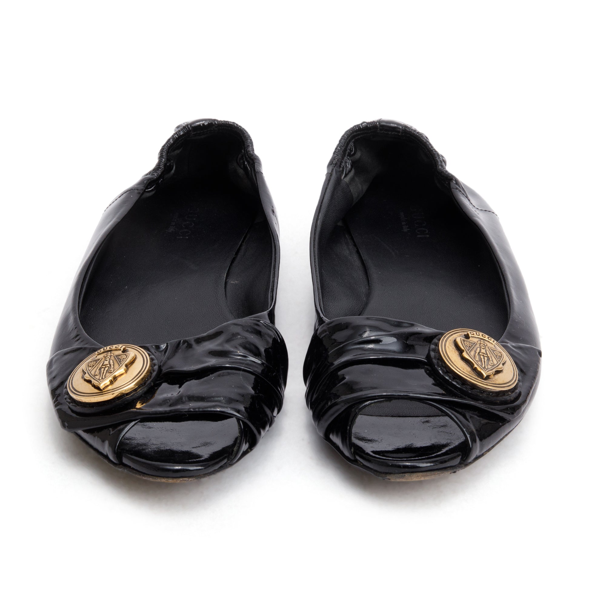 Gucci Black Patent Leather Ballet Flats, Size 7