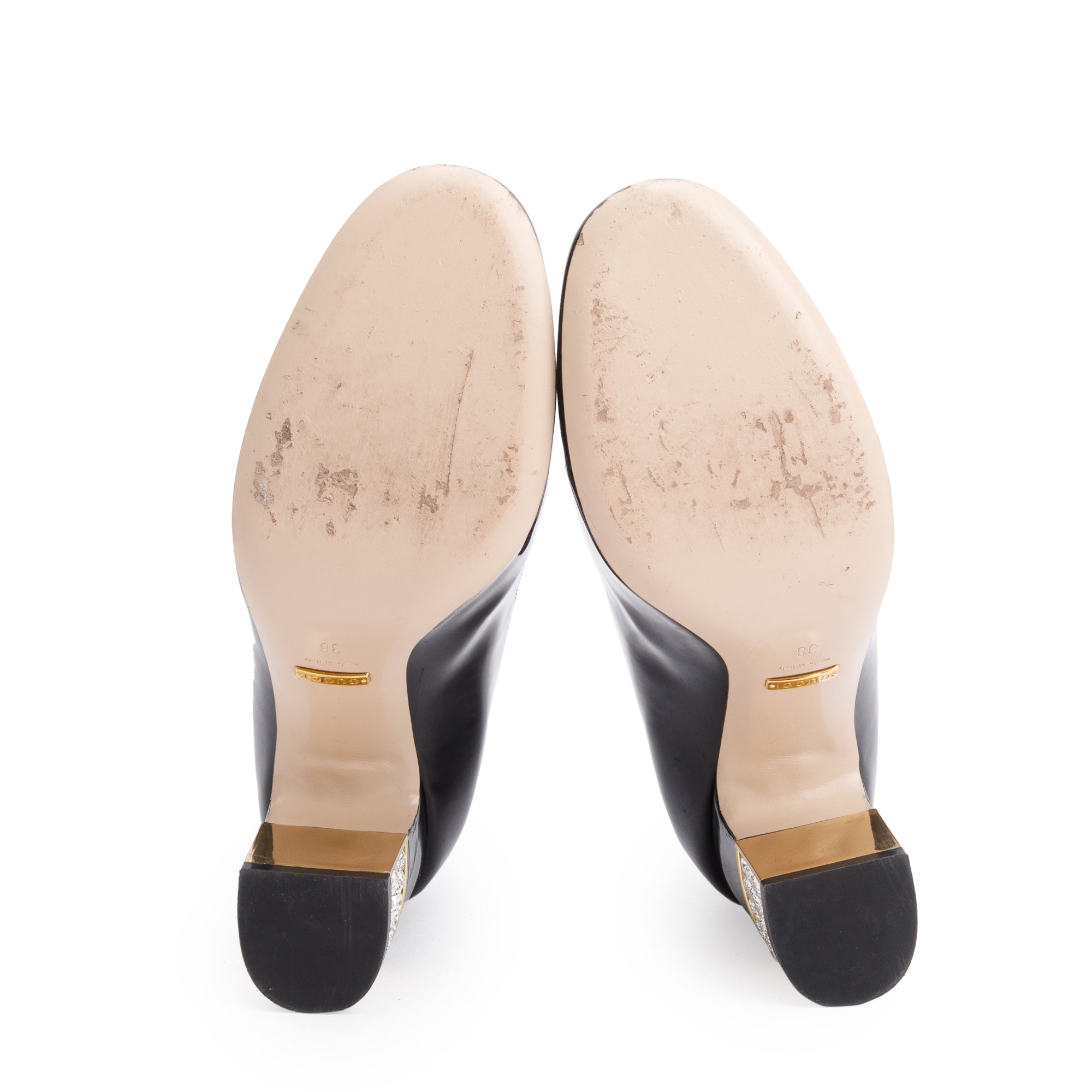 Gucci Black Patent Leather Crystal Sock Boots, Size 38