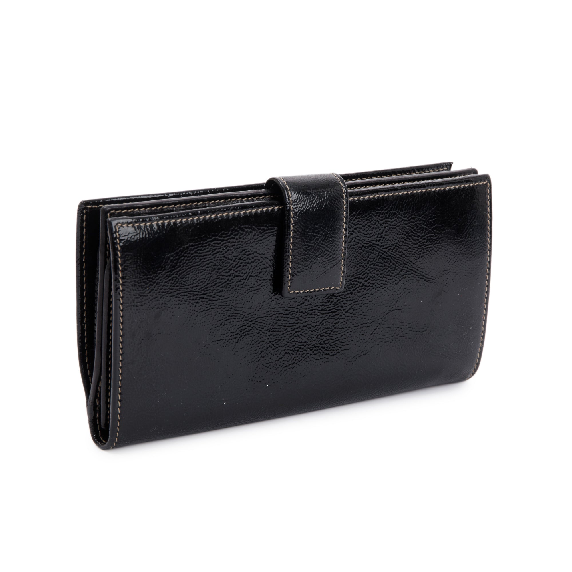 Gucci Black Patent Leather Interlocking G Continental Wallet
