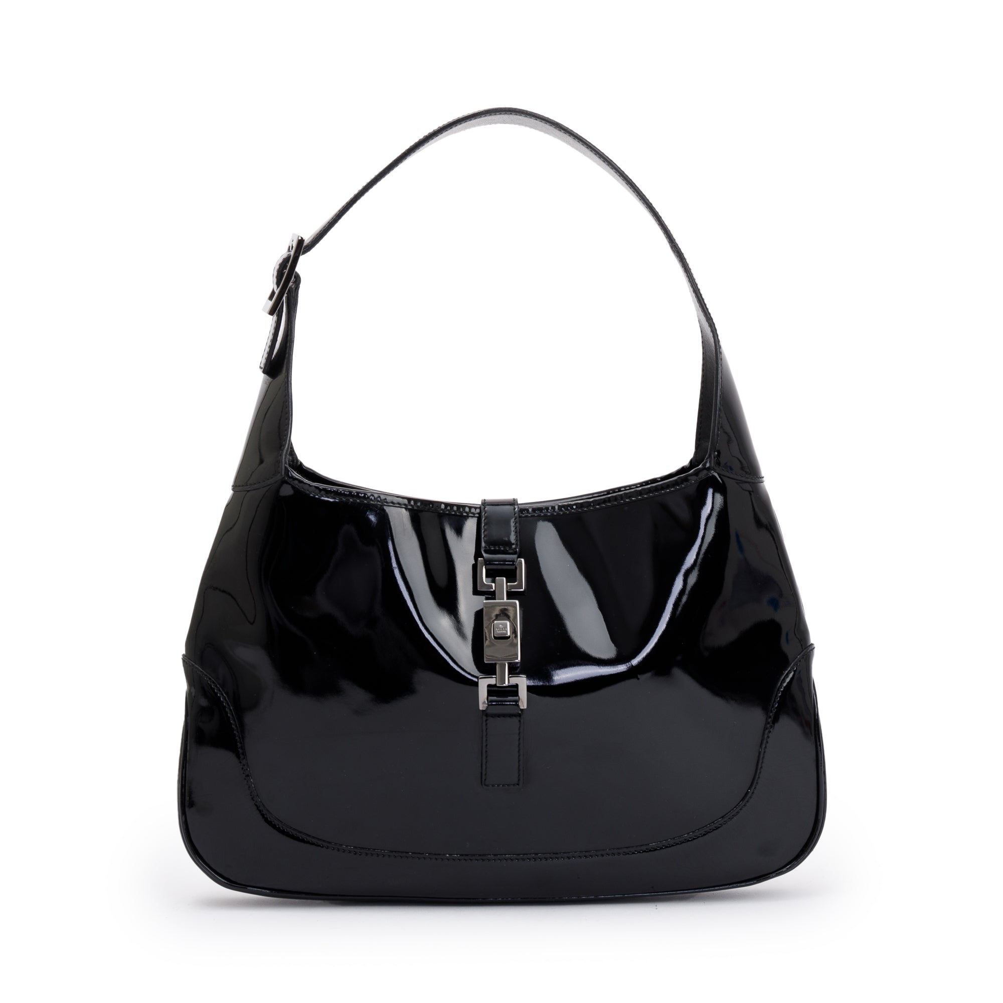 Gucci Black Patent Leather Medium Jackie Hobo Bag
