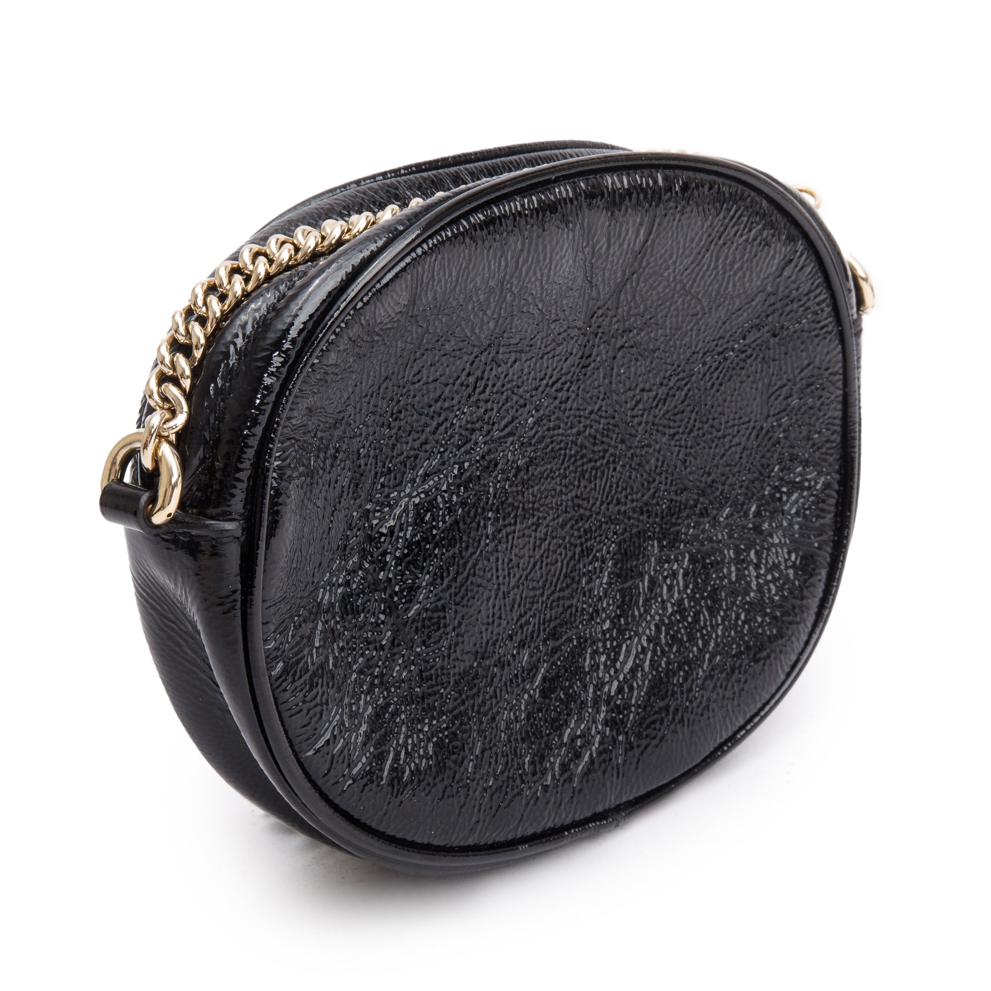 Gucci Black Patent Leather Mini Soho Chain Crossbody Bag