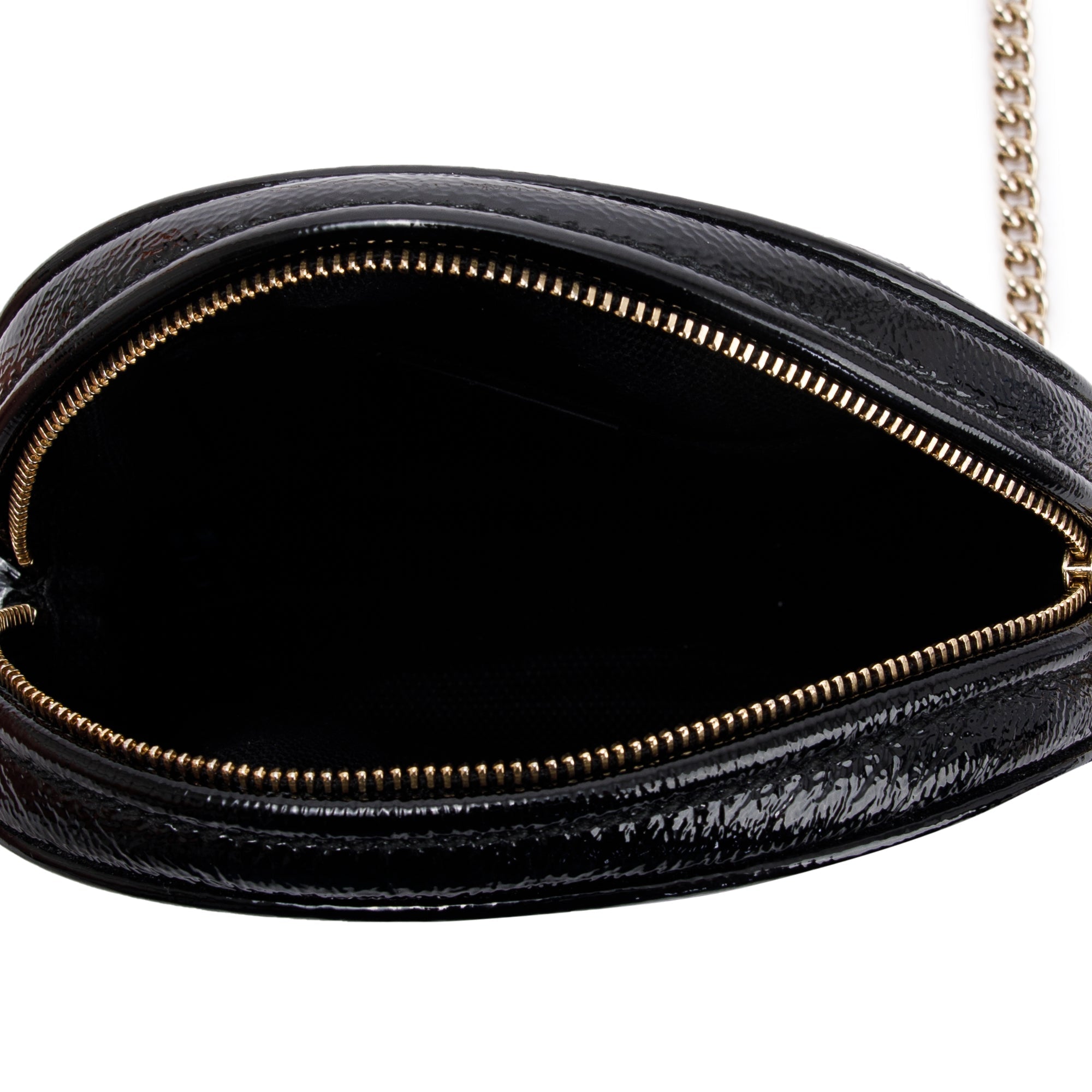 Gucci Black Patent Leather Mini Soho Chain Crossbody Bag