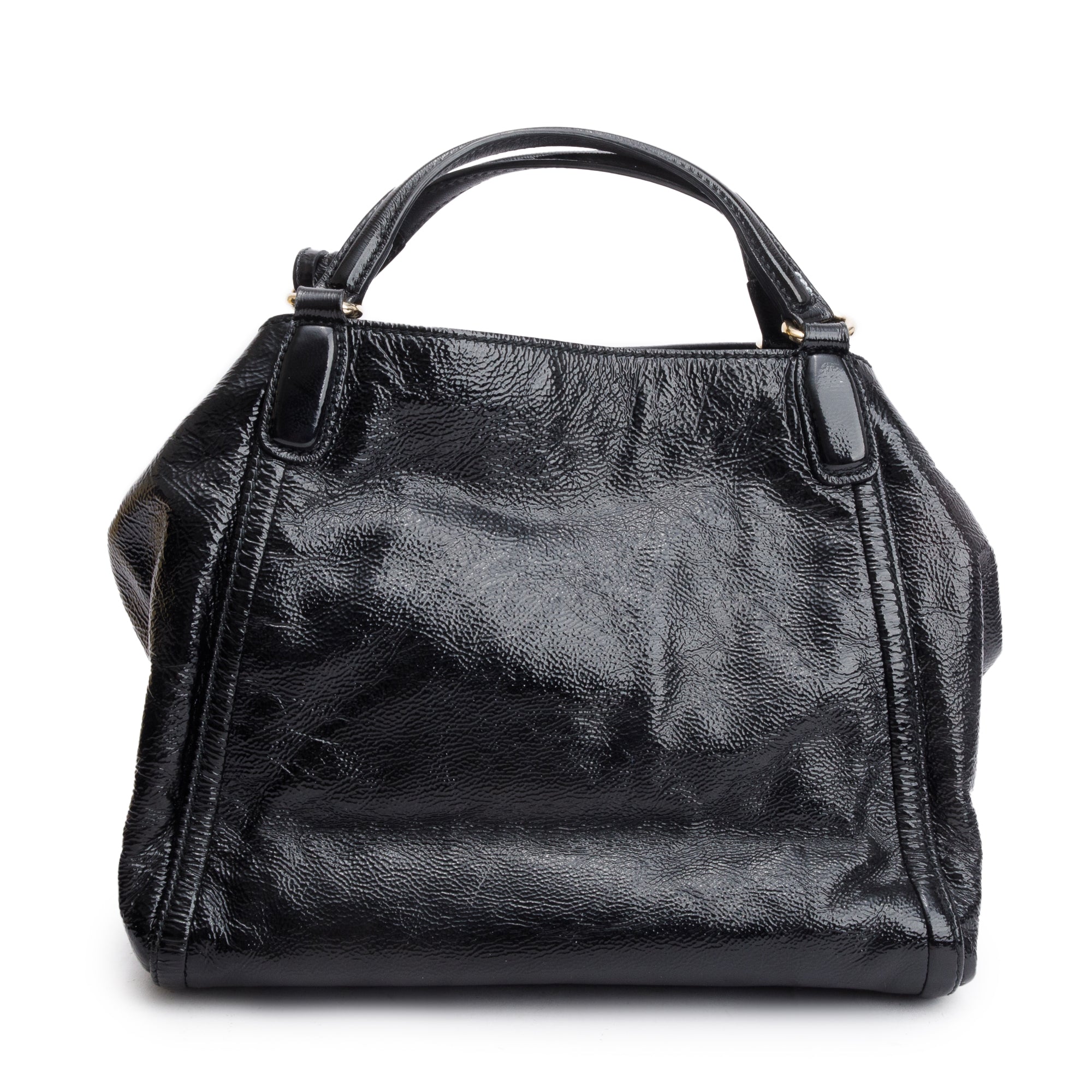 Gucci Black Patent Leather Small Convertible Soho Hobo Bag w/ Strap