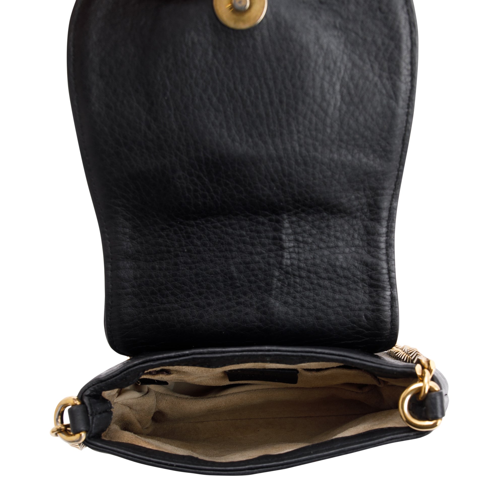 Gucci Black Pebbled Calfskin Leather Small 1973 Chain Shoulder Bag