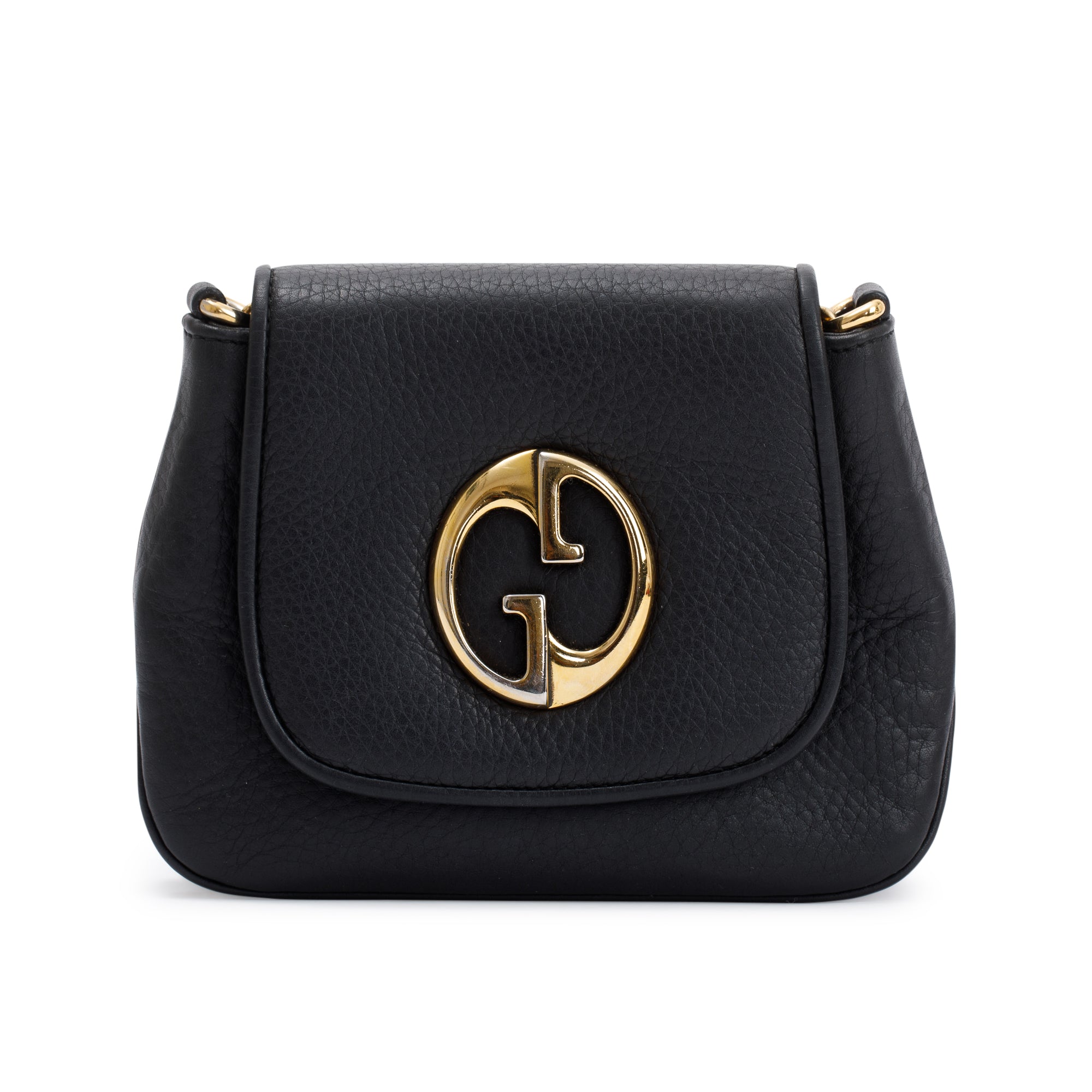 Gucci Black Pebbled Calfskin Leather Small 1973 Chain Shoulder Bag