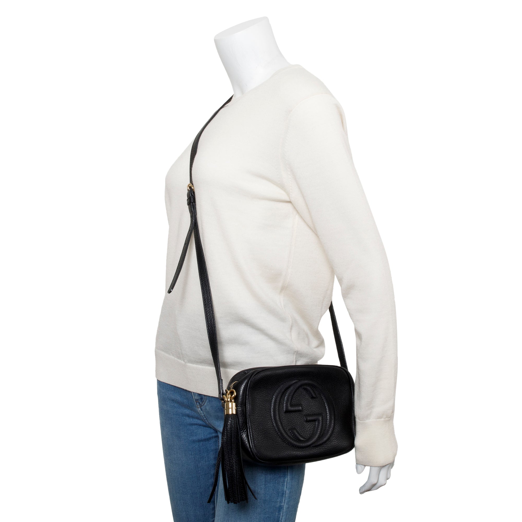 Gucci Black Pebbled Calfskin Leather Small Soho Disco Bag