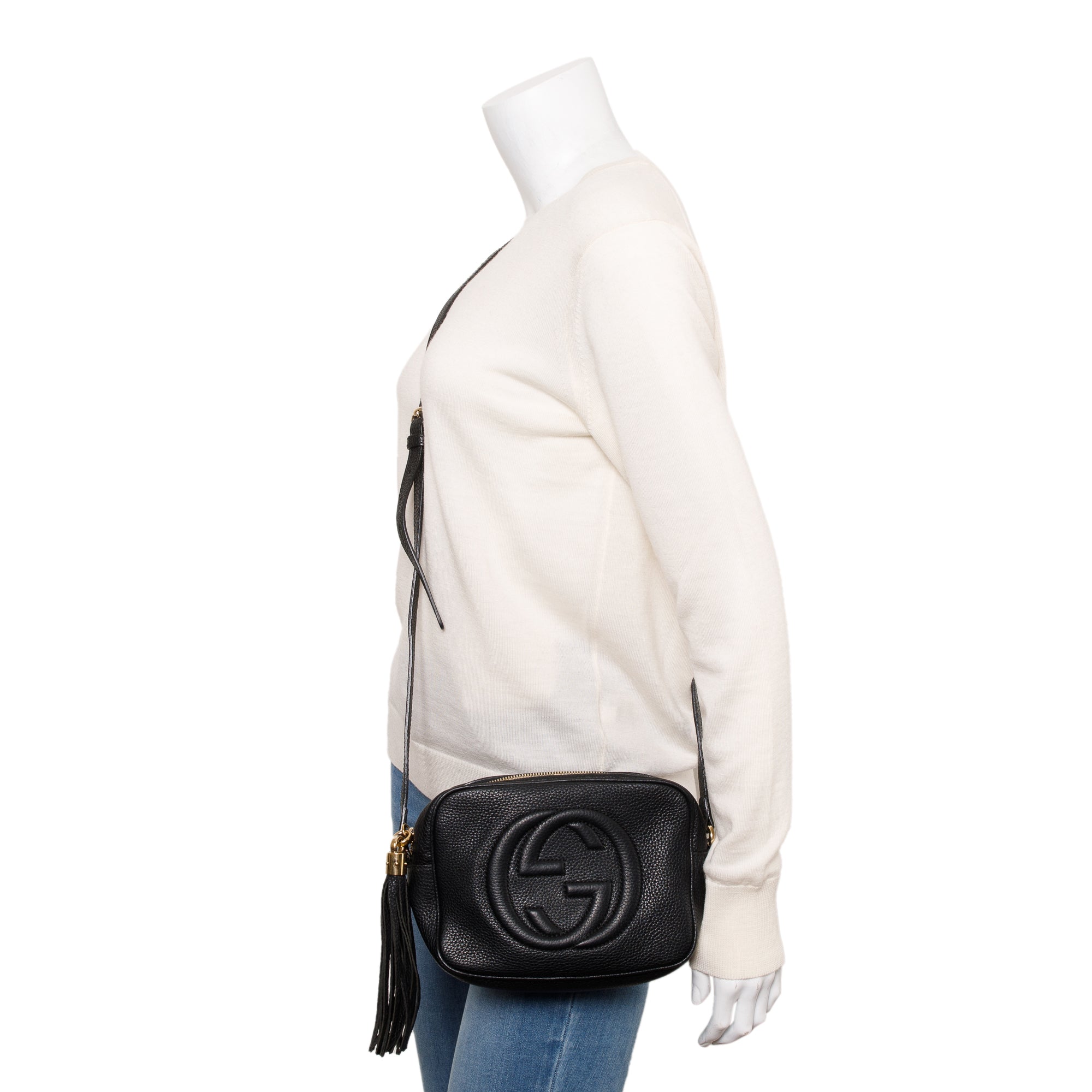 Gucci Black Pebbled Calfskin Leather Small Soho Disco Bag