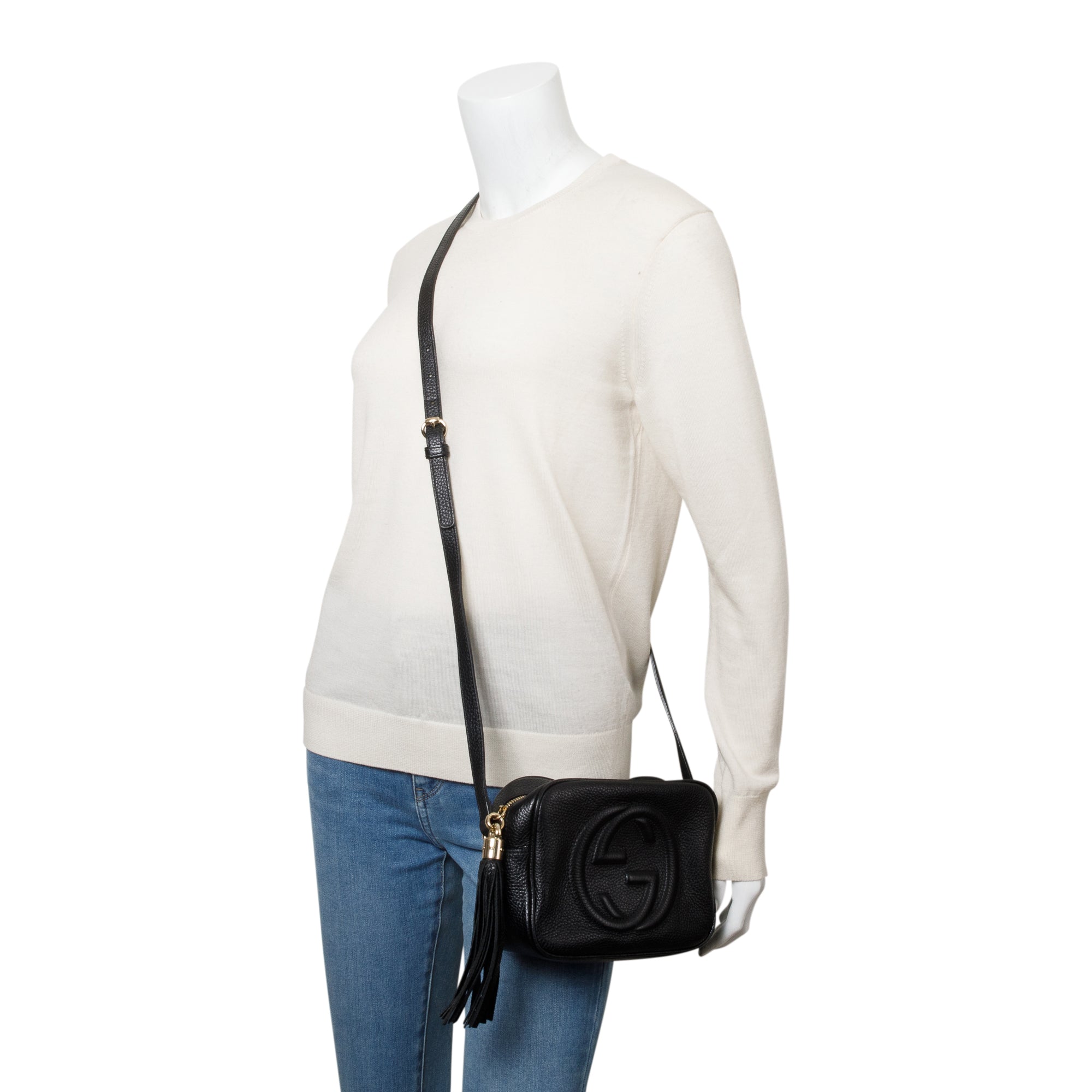 Gucci Black Pebbled Calfskin Leather Small Soho Disco Bag