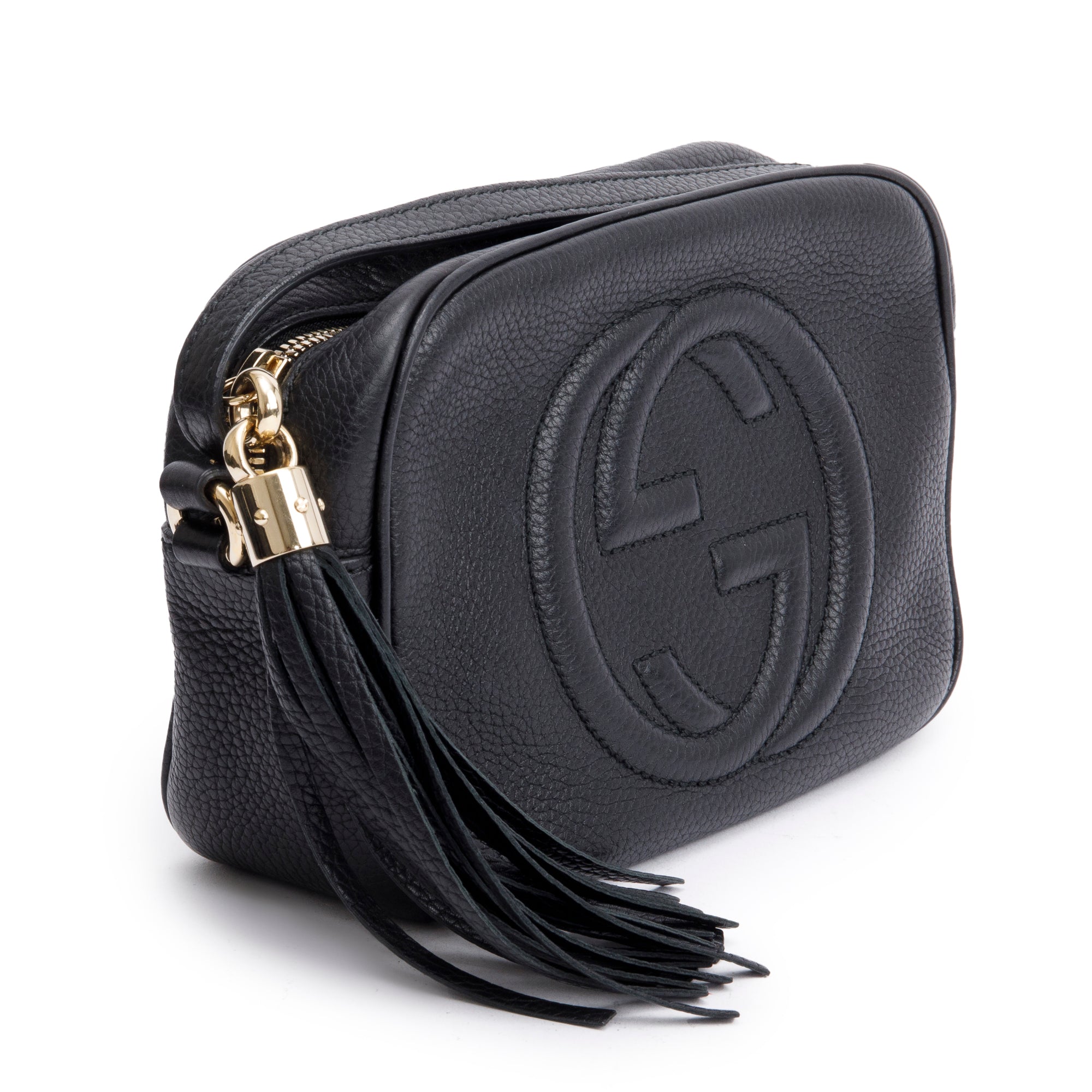 Gucci Black Pebbled Calfskin Leather Small Soho Disco Bag