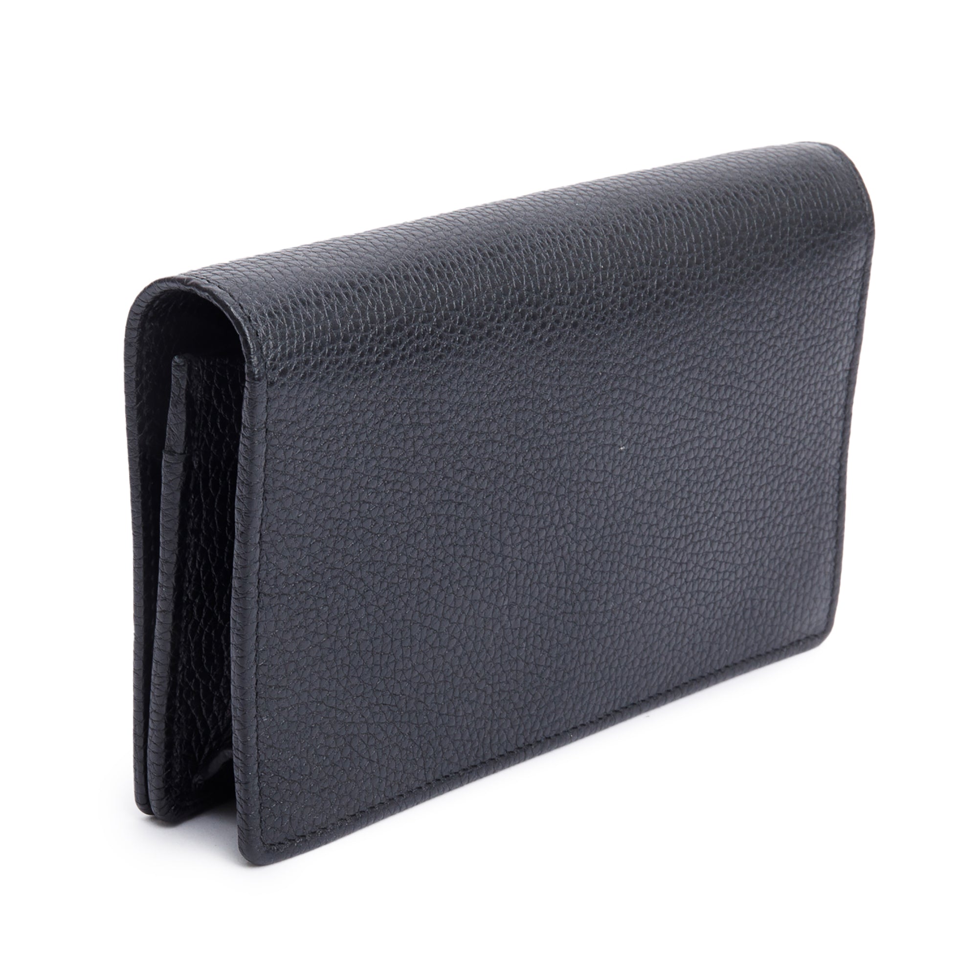 Gucci Black Pebbled Calfskin Soho Wallet On Chain w/ Box