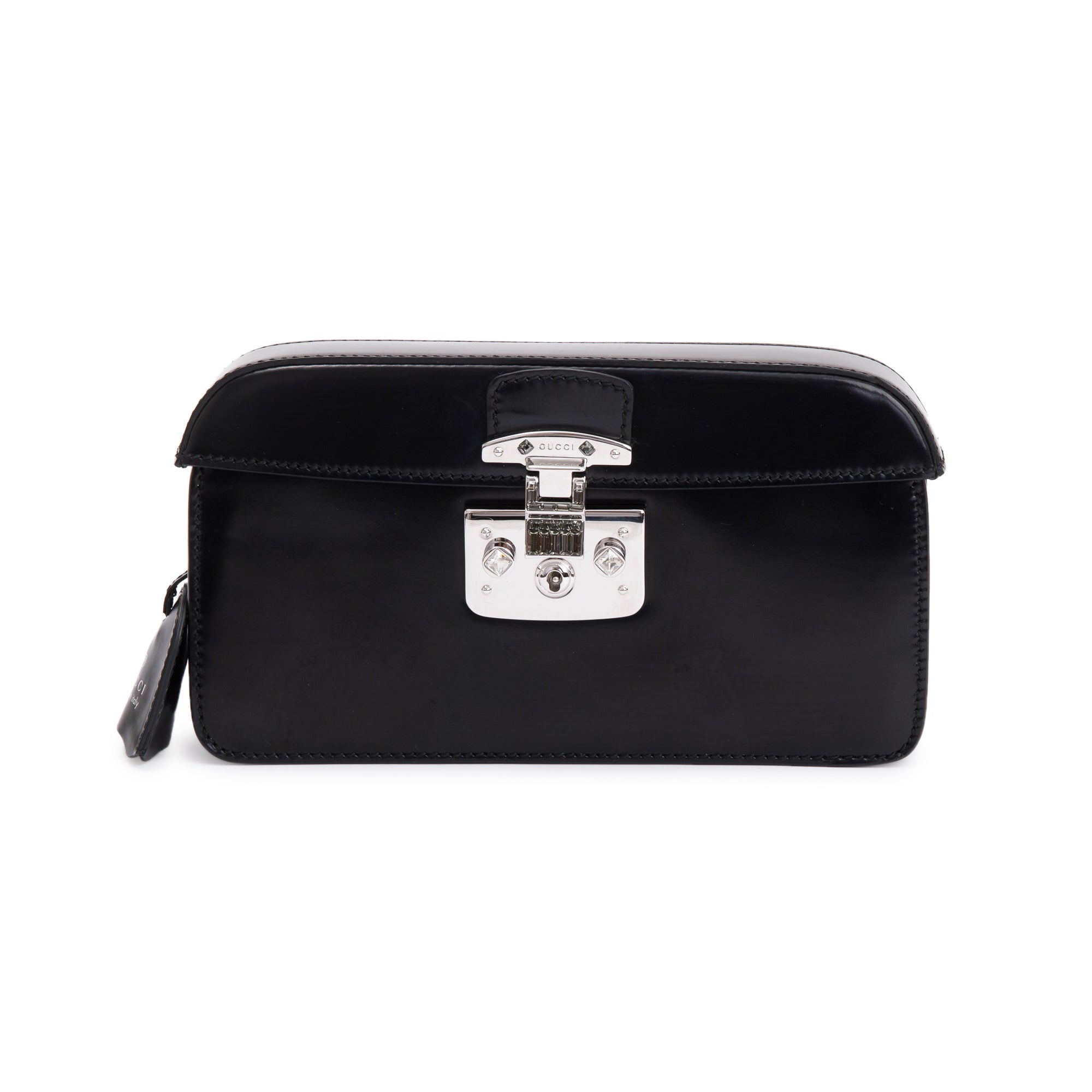 Gucci Black Regent Calfskin Leather Lady Lock Small Briefcase Clutch